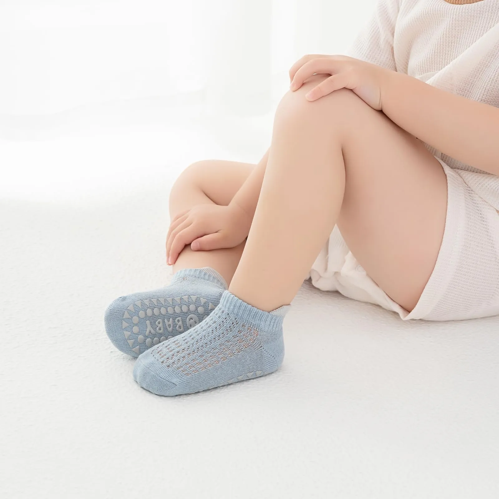 YANWANG Calzini antiscivolo per bambini, 8 paia, Blu, 1-3 anni - immagine 2