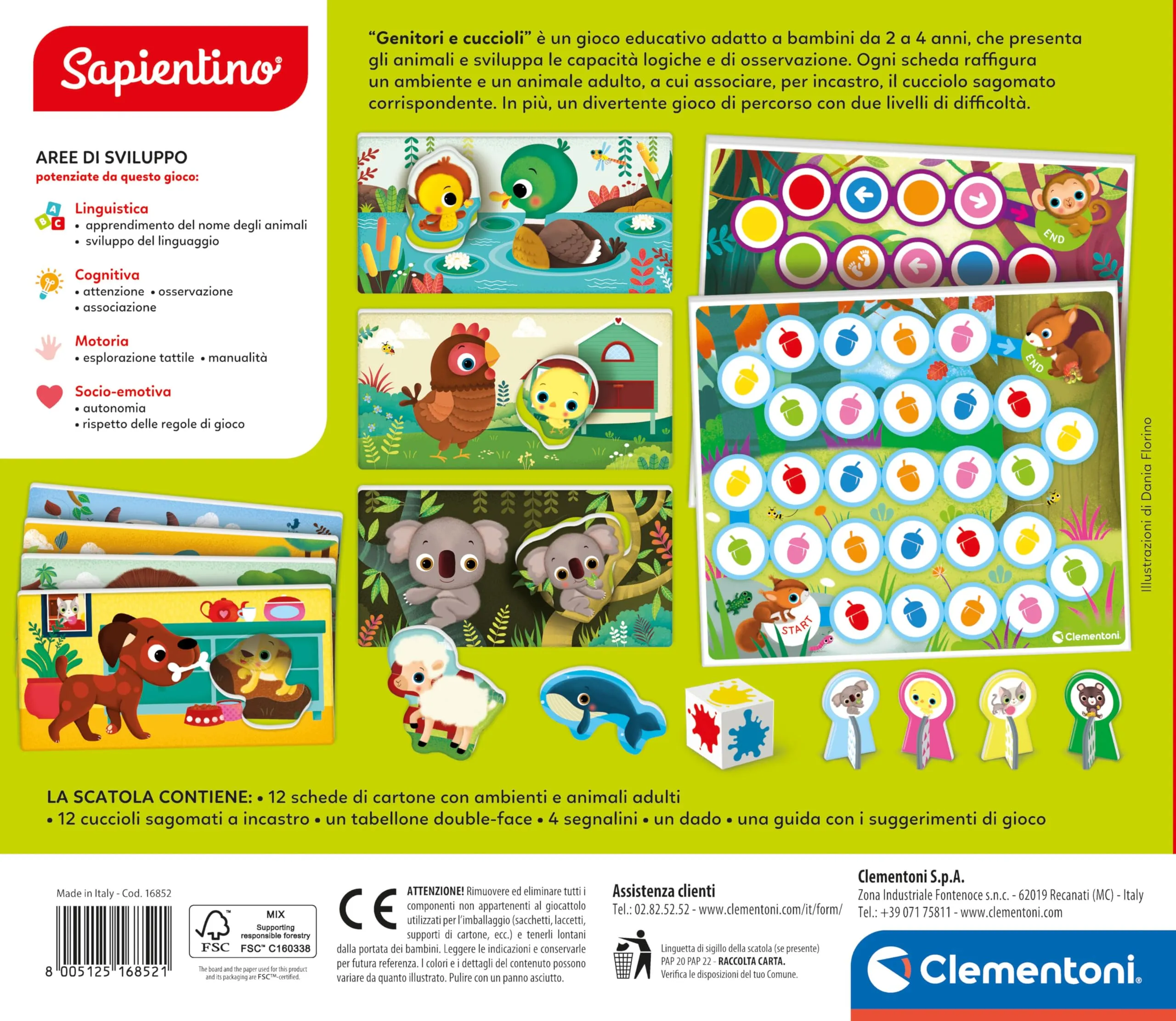 Clementoni Sapientino Genitori e Cuccioli Gioco Educativo per Bambini 2-4 Anni, 16852 - immagine 3