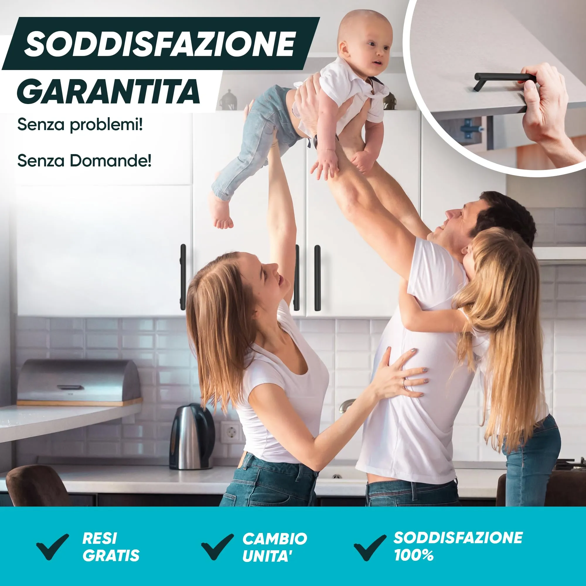 BAILROP Maniglie per Mobili da Cucina, Nero Opaco, Acciaio Inox, 15 Pezzi - immagine 3