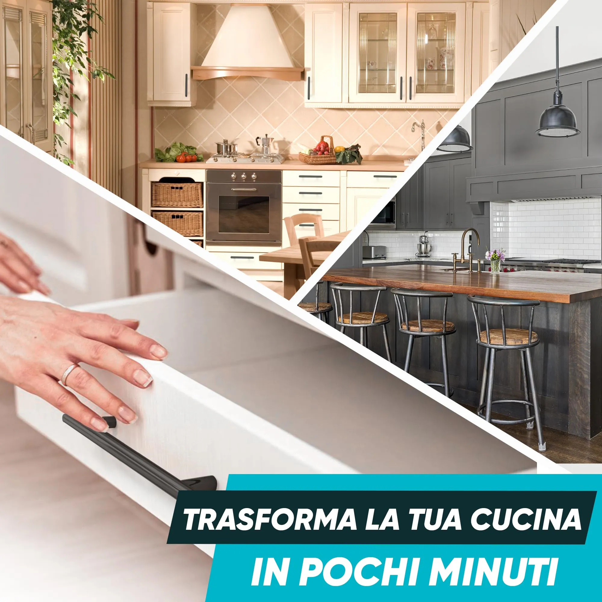 BAILROP Maniglie per Mobili da Cucina, Nero Opaco, Acciaio Inox, 15 Pezzi - immagine 4