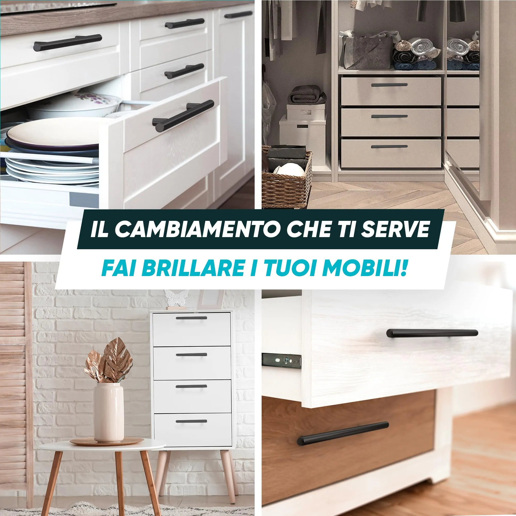 BAILROP Maniglie per Mobili da Cucina, Nero Opaco, Acciaio Inox, 15 Pezzi - immagine 5