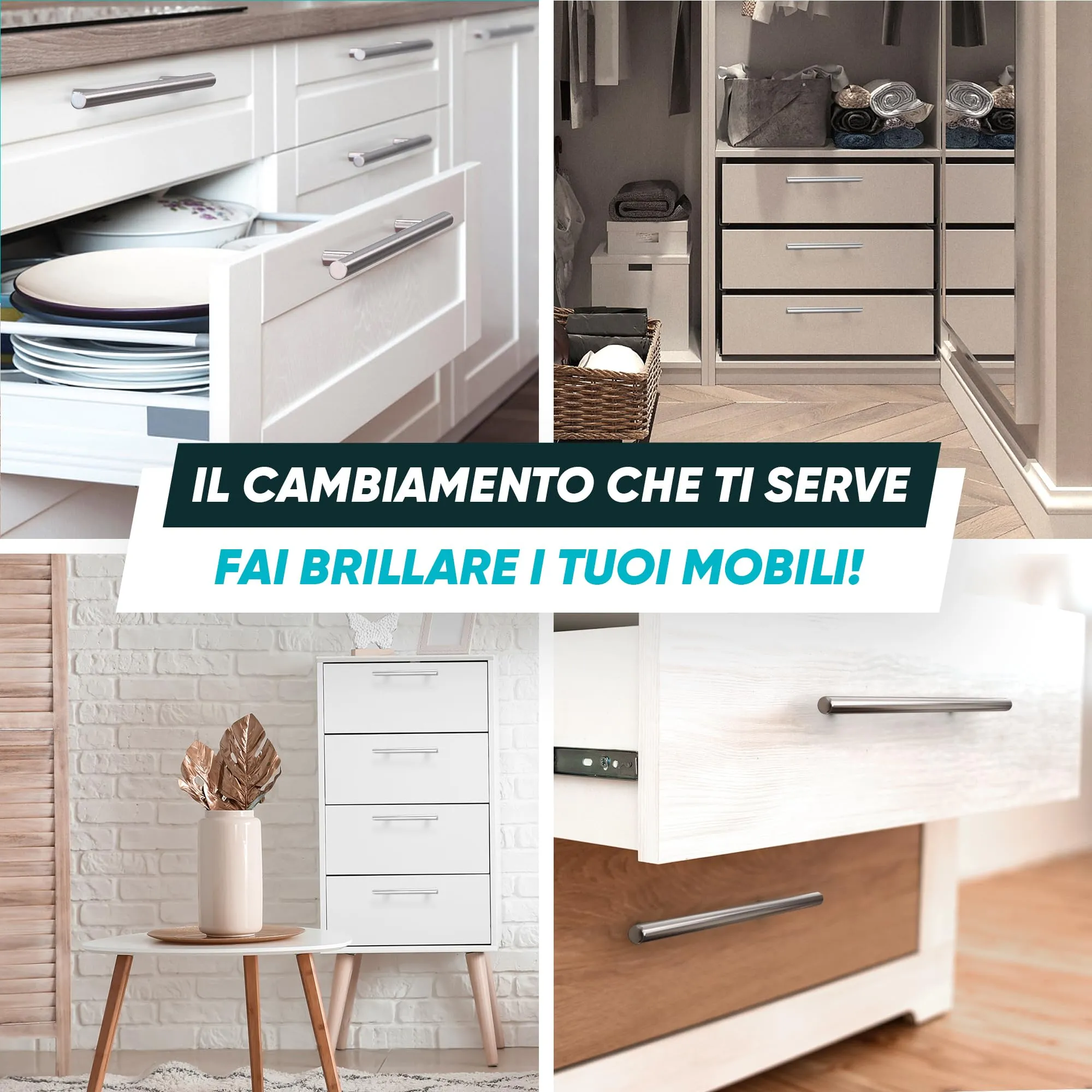 BAILROP Maniglie per Mobili da Cucina in Acciaio Inox Argento, 15 Pezzi - immagine 5