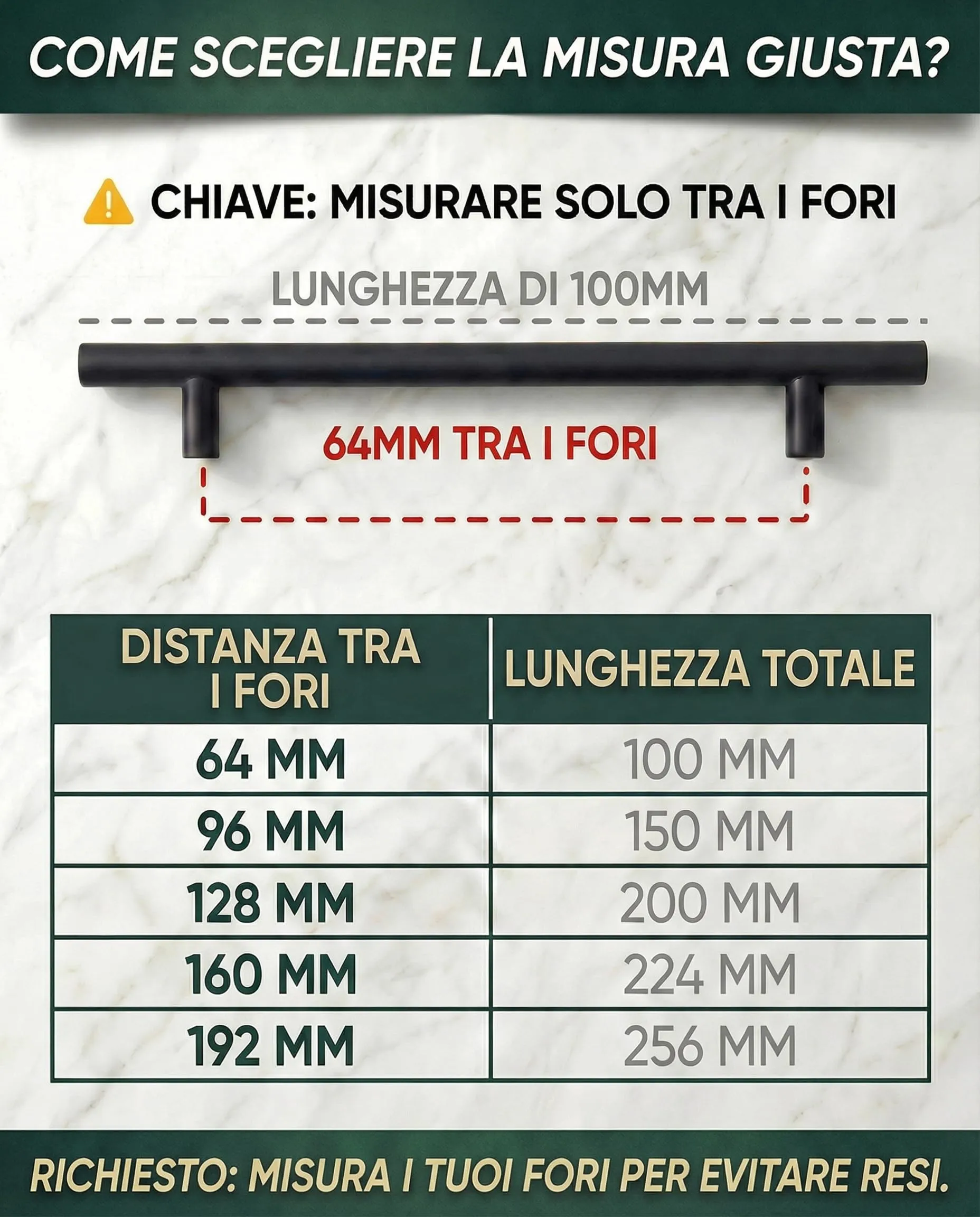BAILROP Maniglie per Mobili da Cucina in Acciaio Inox, Nero, 64mm, 25 Pezzi - immagine 2
