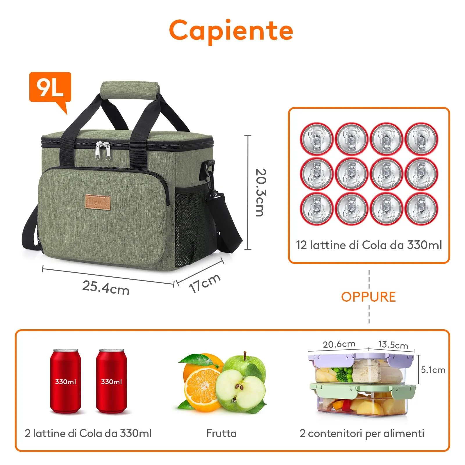 Lifewit Borsa Termica Porta Pranzo 9L - immagine 5