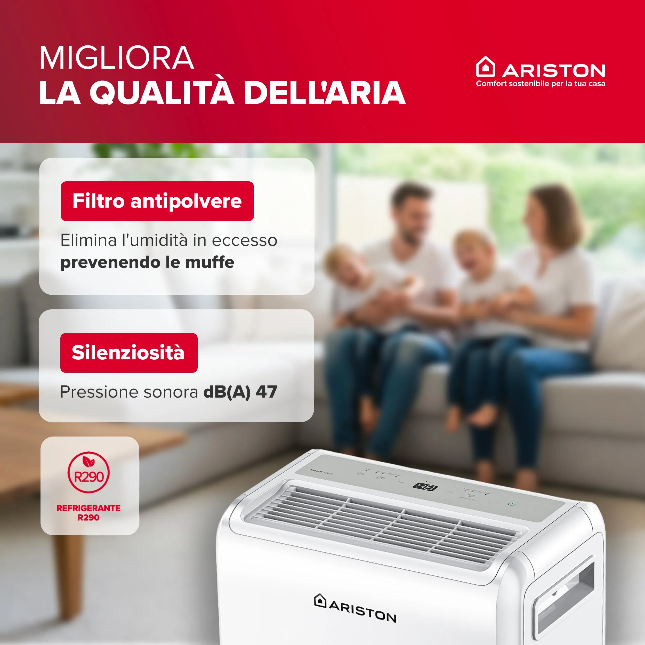 Ariston Deos Evo 10 Deumidificatore Portatile 10L per Ambienti fino a 35m² - immagine 3