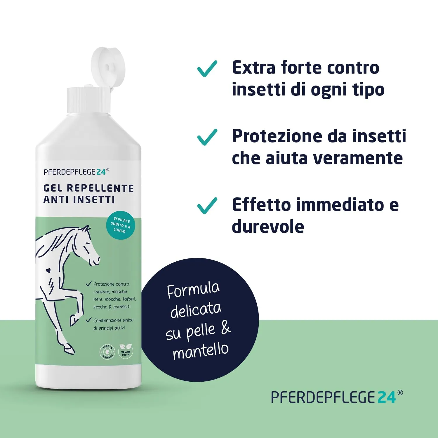 PFERDEPFLEGE24 Gel per Cavalli Repellente per Insetti 500ml per Aree sensibili - immagine 2
