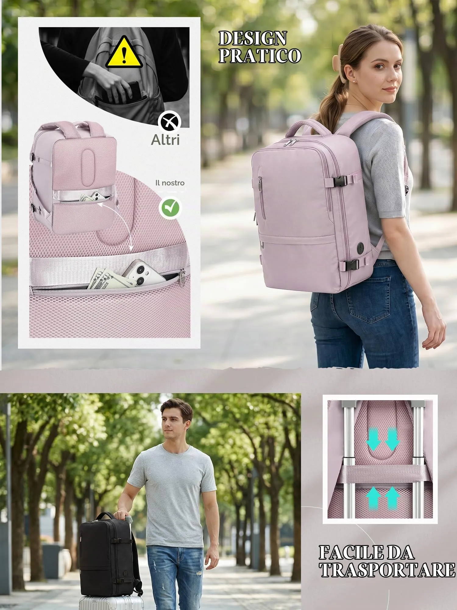 Hayayu Zaino Bagaglio a Mano 40x30x20 cm per Ryanair 24L - immagine 4
