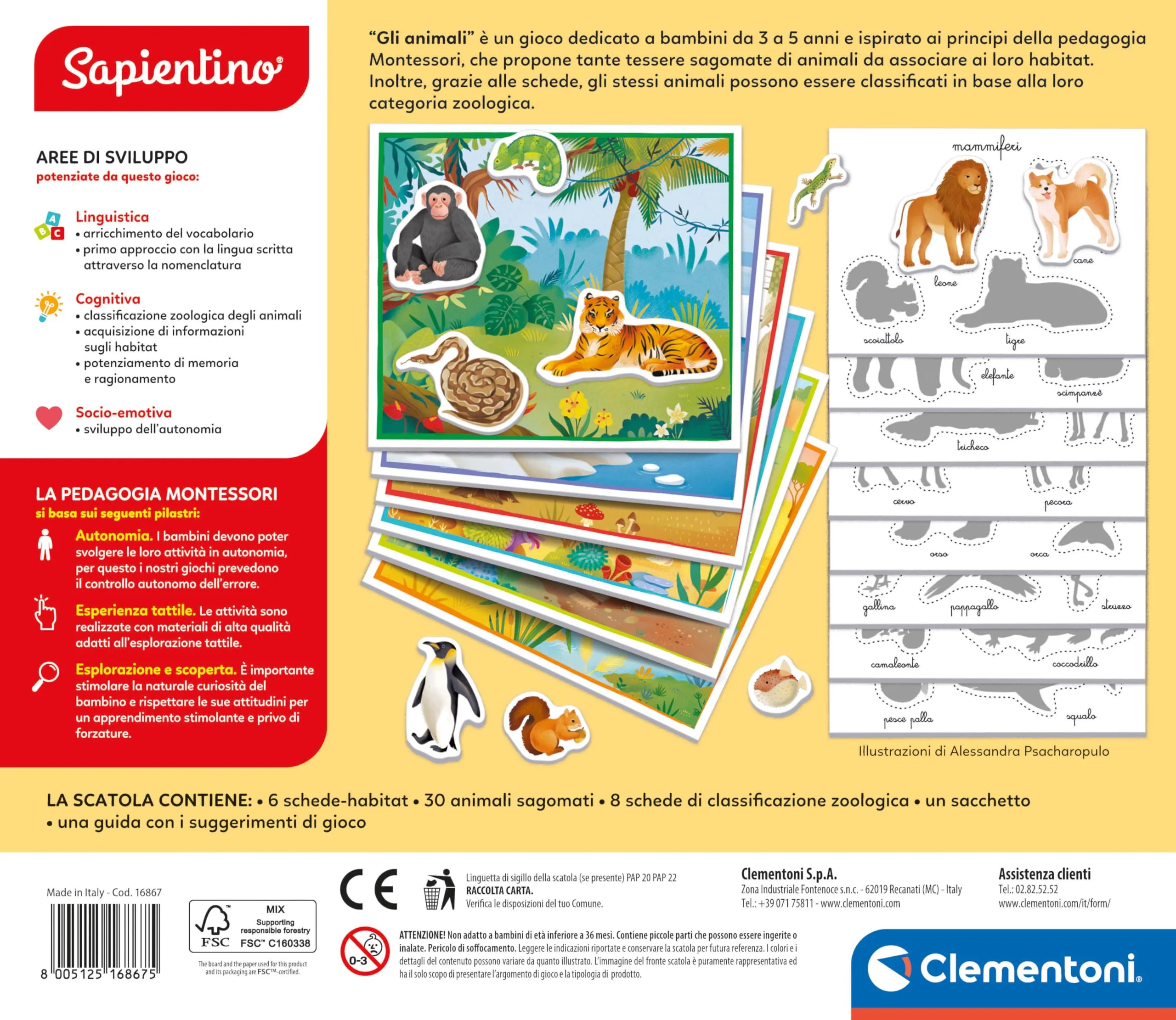 Clementoni Sapientino Montessori - Gli Animali, Gioco Educativo per Bambini 3-5 Anni, 16867 - immagine 3