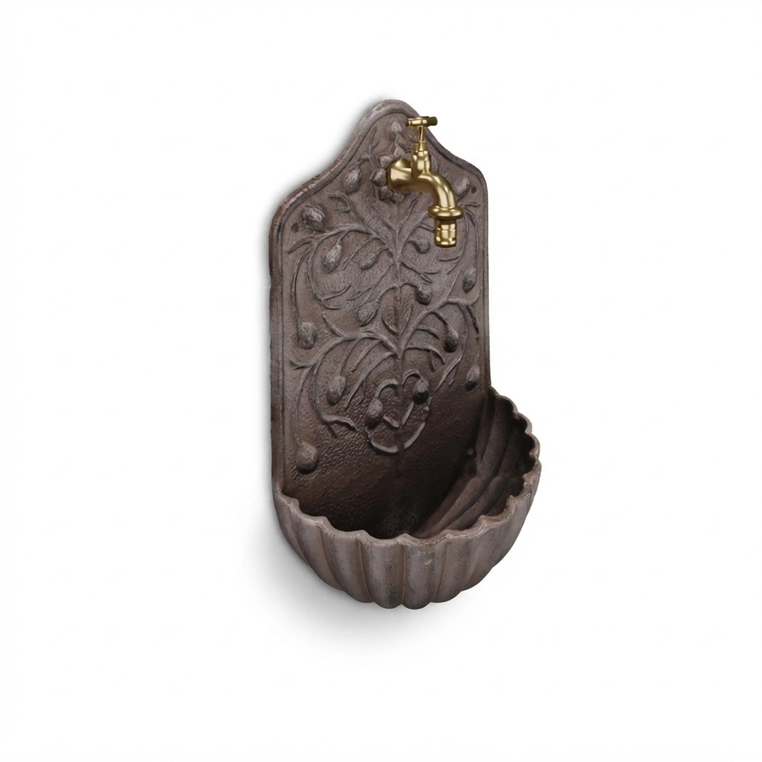 Relaxdays Fontana a Muro da Esterno in Ghisa con Rubinetto, Marrone, 40x24x15 cm - immagine 8