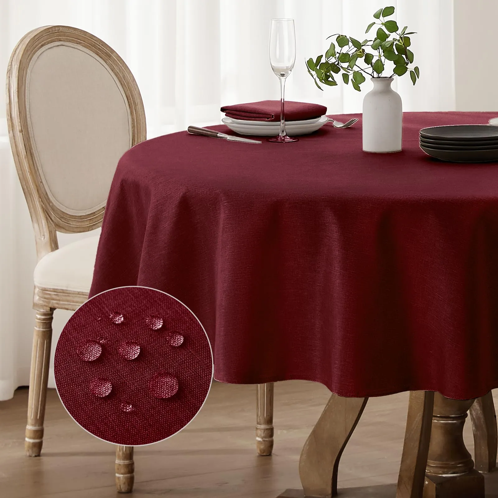 Softalker Tovaglia Natalizia Rotonda 140 cm Rossa Antimacchia e Idrorepellente - immagine 1