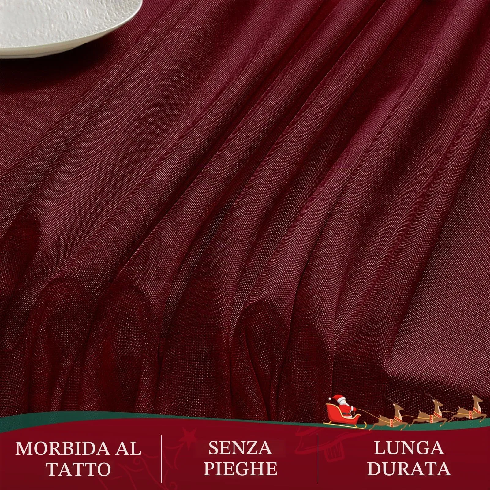 Softalker Tovaglia Natalizia Rotonda 140 cm Rossa Antimacchia e Idrorepellente - immagine 4
