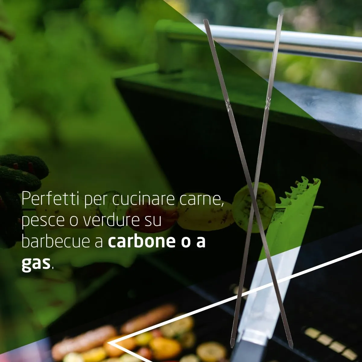 Amig Spiedini per Barbecue in Acciaio Inox, 10 Pezzi, 40 cm - immagine 5