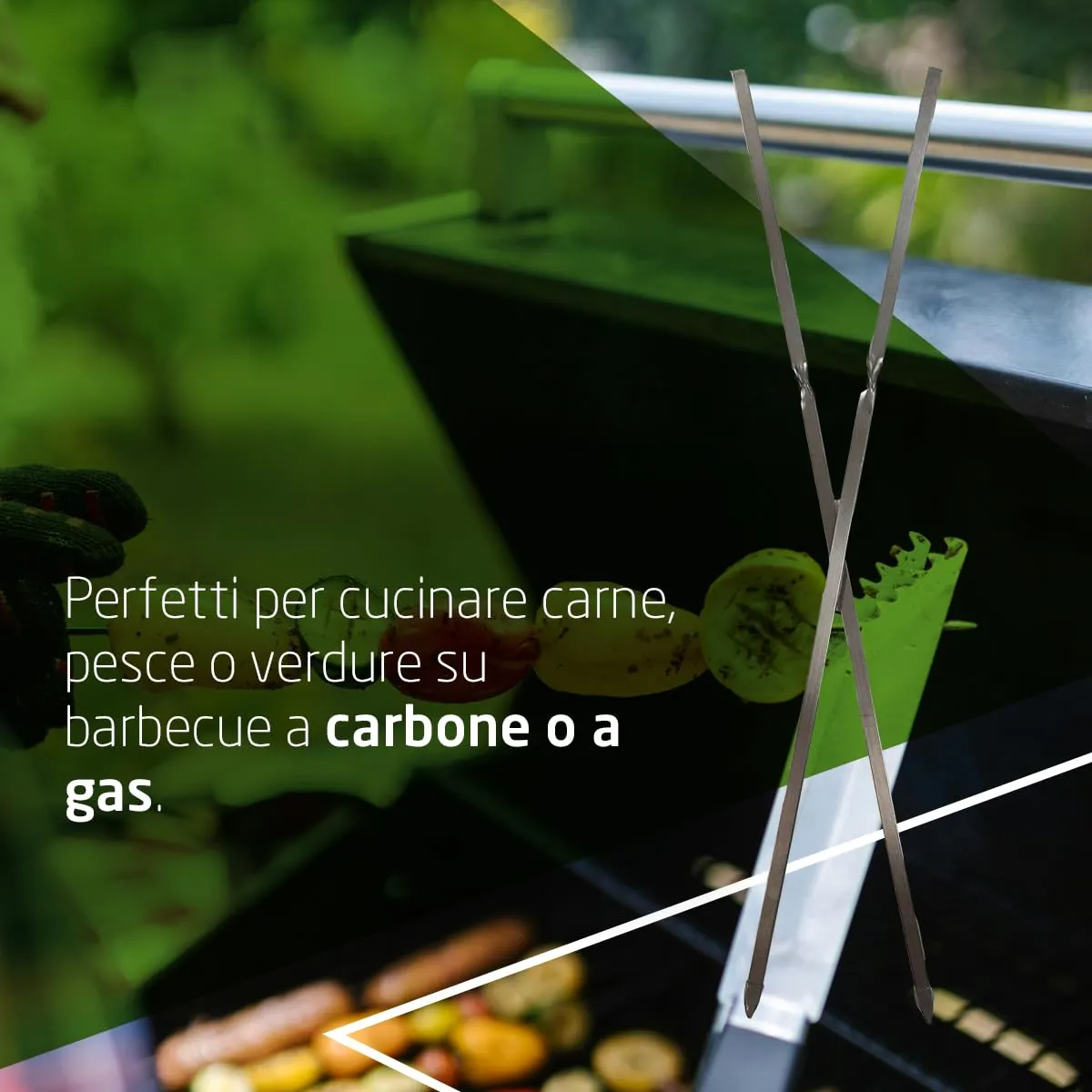 Amig Spiedini in Acciaio Inox per Barbecue, 10 Pezzi, 30 cm - immagine 5