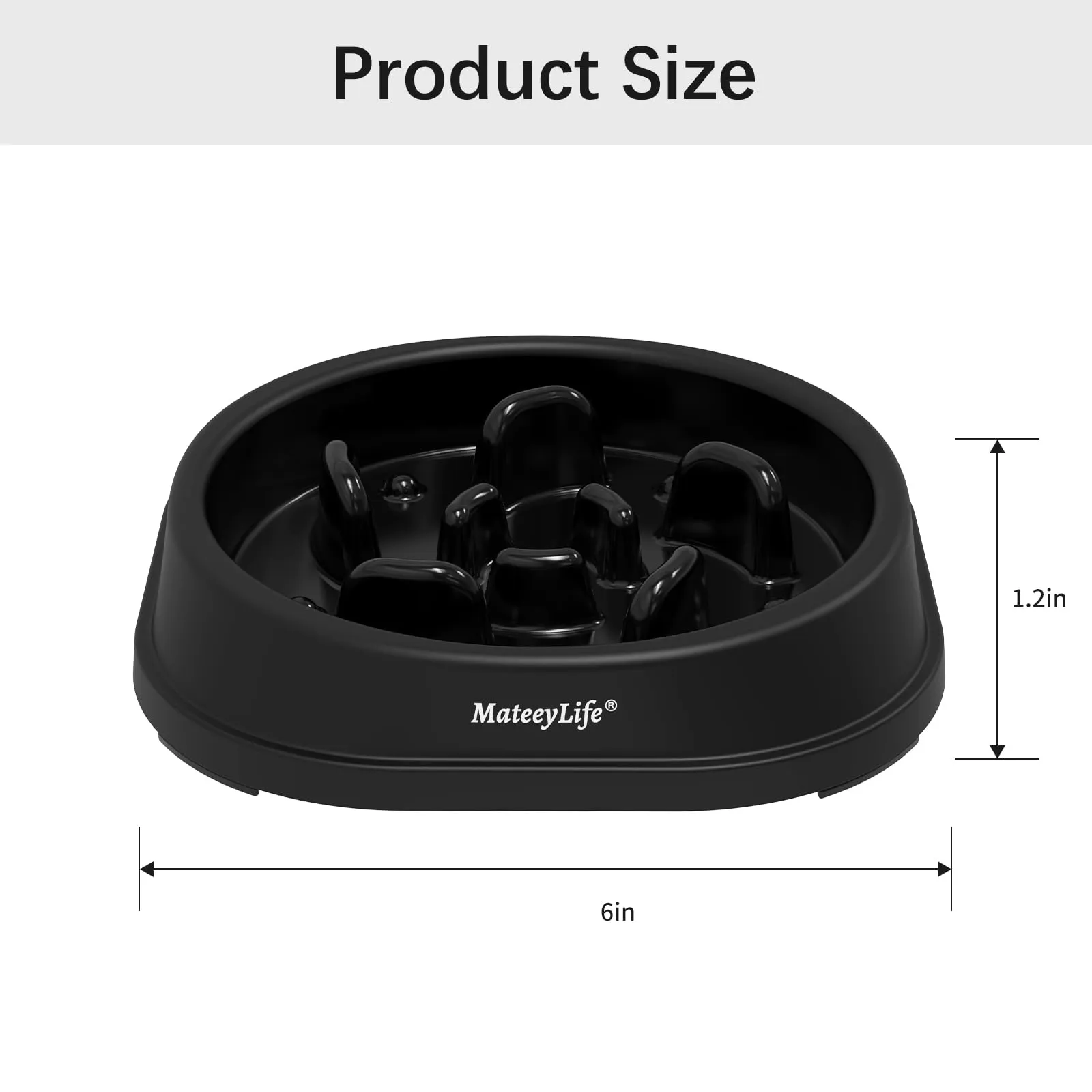 MateeyLife Ciotola per Alimentazione Lenta per Gatti e Cani di Piccola Taglia, Antiscivolo, Nero - immagine 3