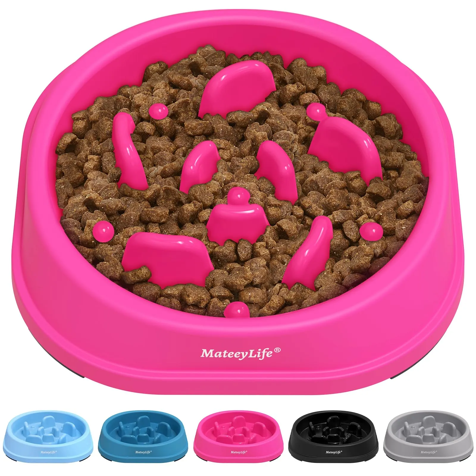 MateeyLife Ciotola Anti Ingozzamento Puzzle Antiscivolo per Cani di Taglia Piccola e Media, Rosa 15,24 cm - immagine 1
