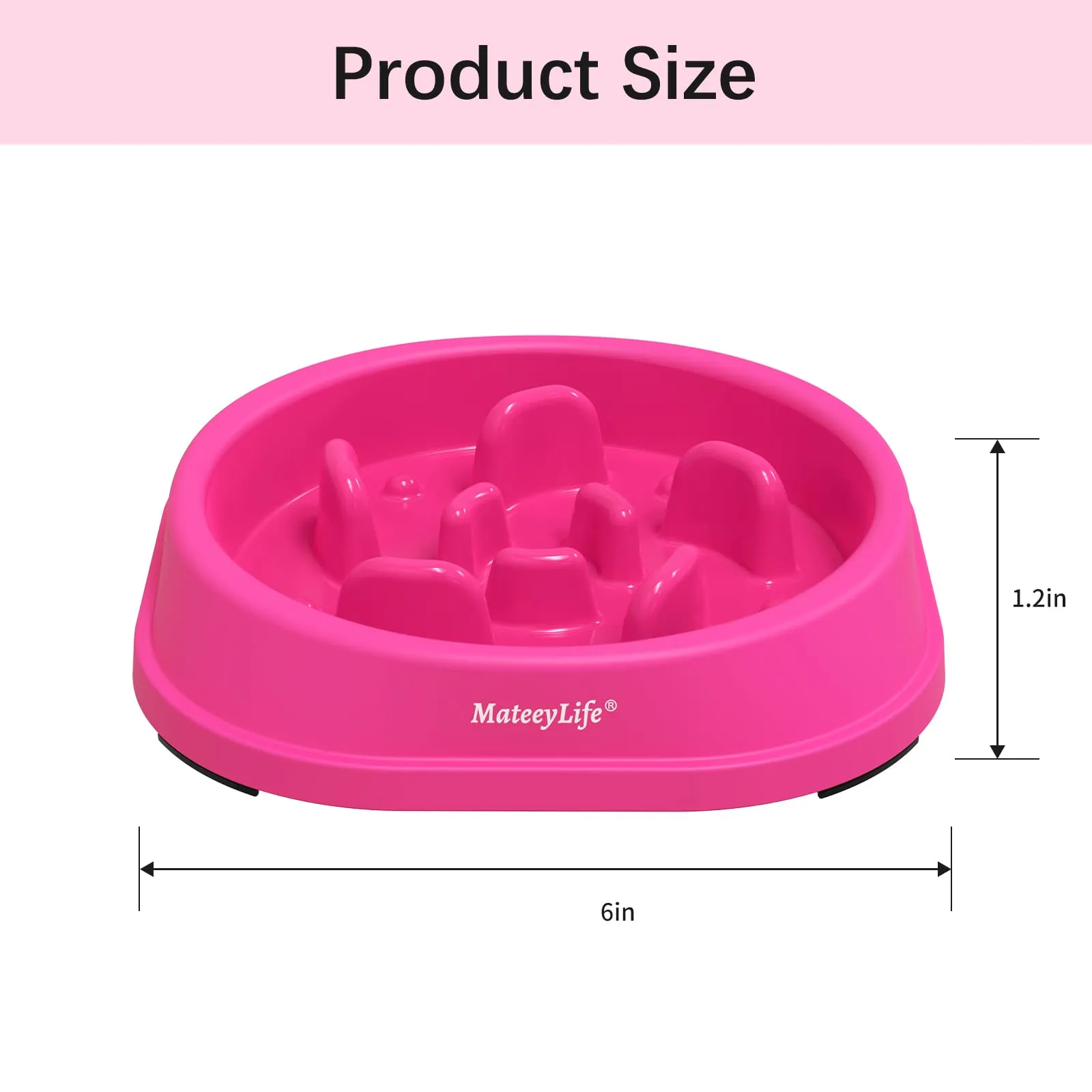 MateeyLife Ciotola Anti Ingozzamento Puzzle Antiscivolo per Cani di Taglia Piccola e Media, Rosa 15,24 cm - immagine 3