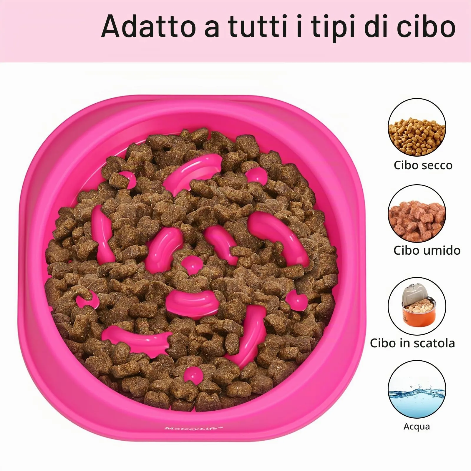 MateeyLife Ciotola Anti Ingozzamento Puzzle Antiscivolo per Cani di Taglia Piccola e Media, Rosa 15,24 cm - immagine 6