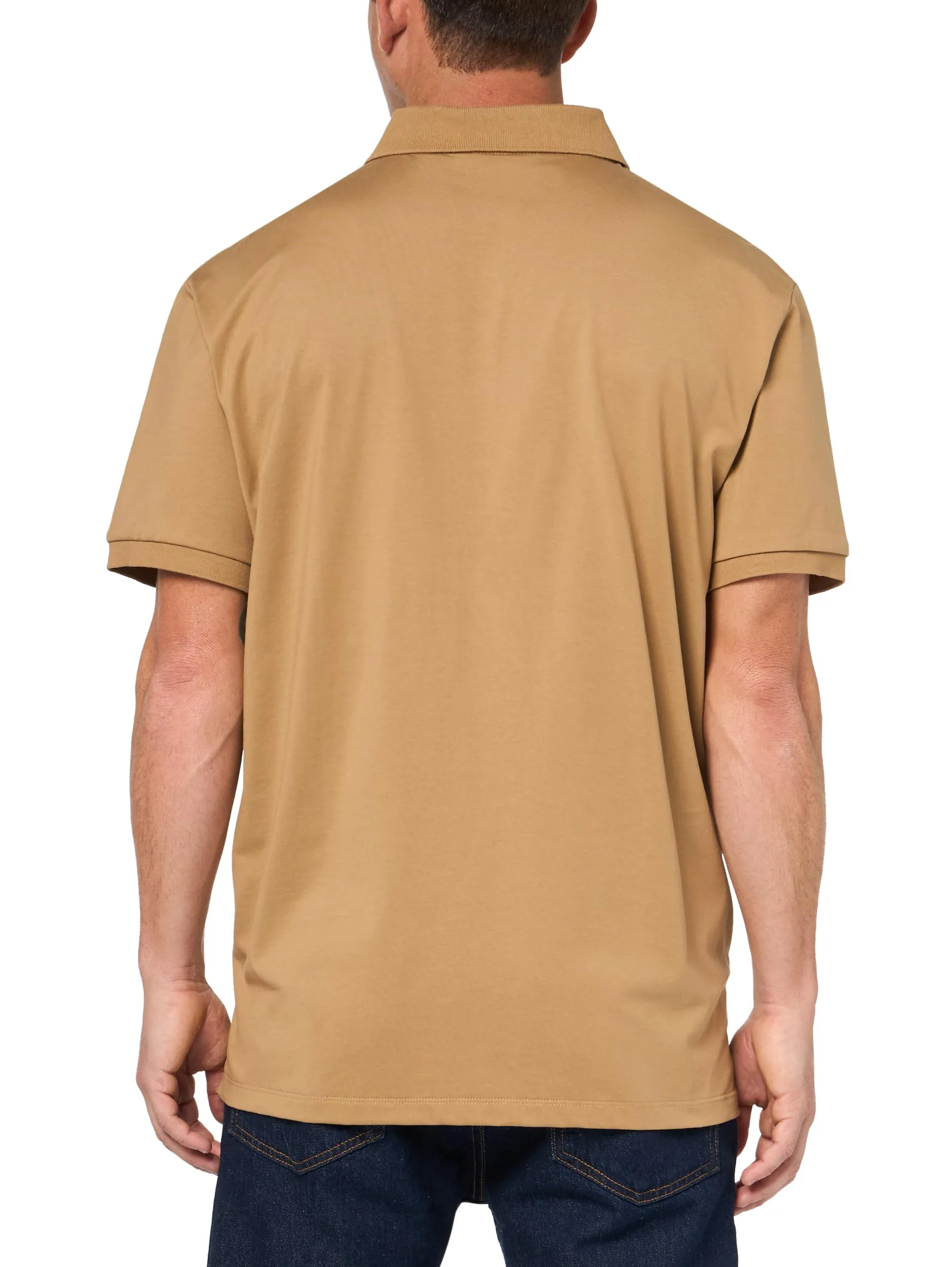 Calvin Klein Polo da uomo in cotone liscio con logo monogramma, Occhio di tigre, M - immagine 2