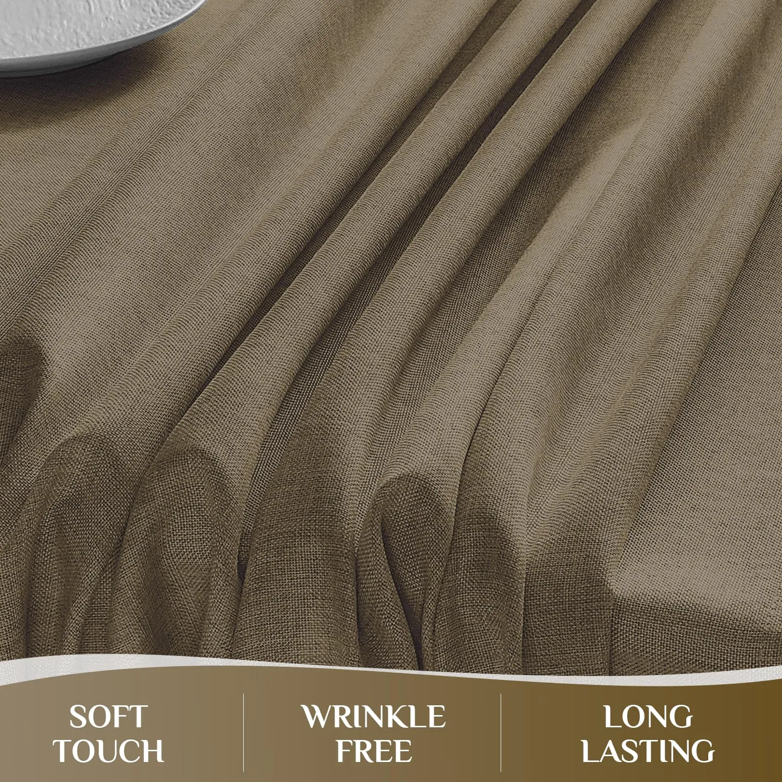 Softalker Tovaglia Rettangolare in Finto Lino, Antimacchia e Idrorepellente, 240 x 140 cm, Marrone - immagine 4