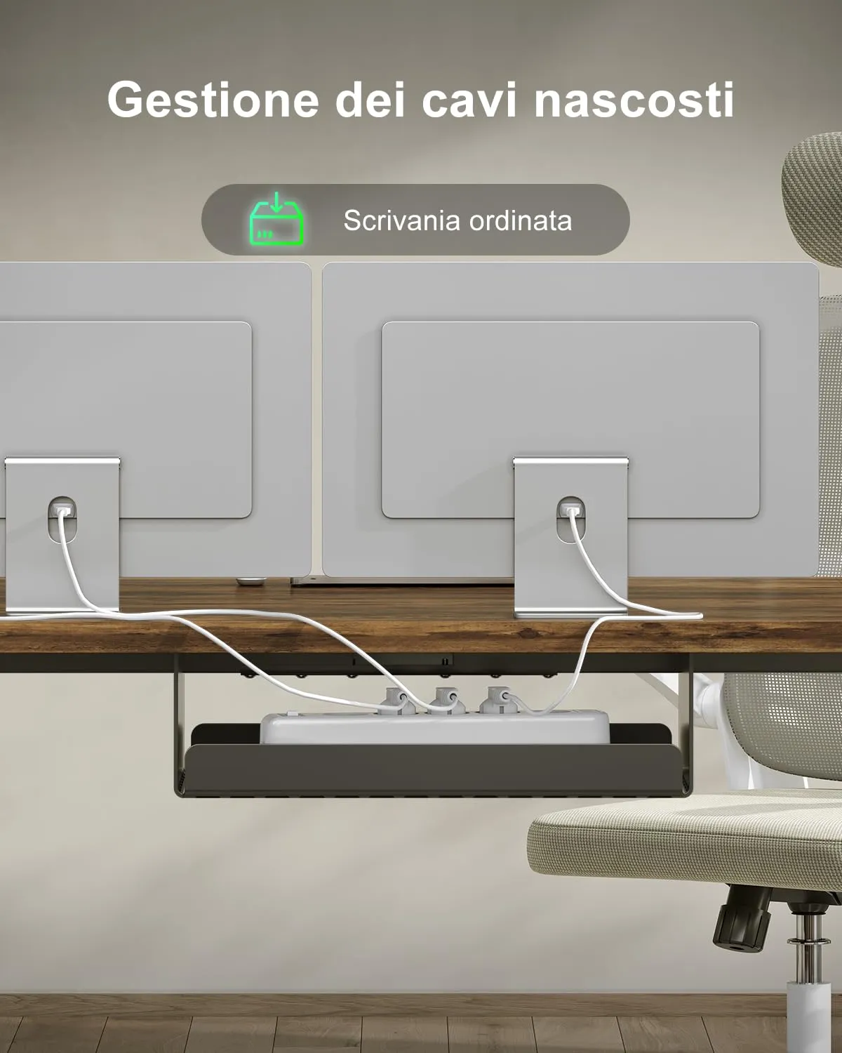 Devoko Scrivania Regolabile in Altezza 160x80 cm Marrone con Ruote - immagine 5