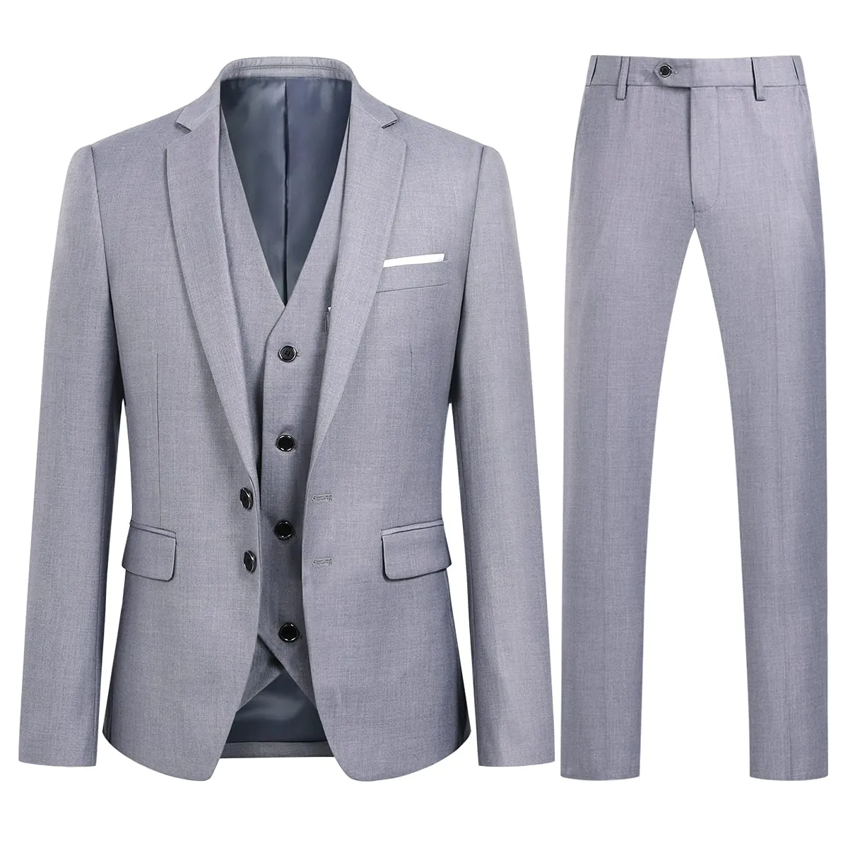 YOUTHUP Abito Uomo 3 Pezzi Slim Fit Blazer Gilet Pantaloni Elegante - immagine 1