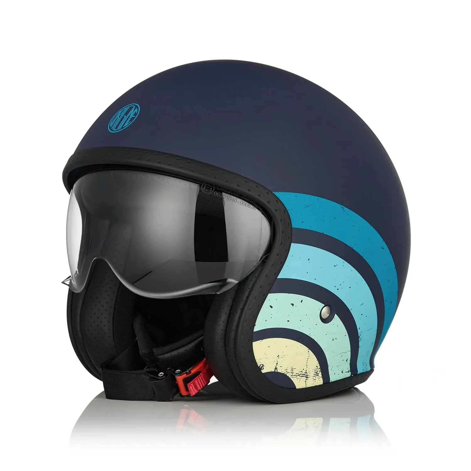 ORIGINE Casco Moto Jet Scooter con Visiera ECE 22-06, Heritage Matt Blue, S - immagine 1
