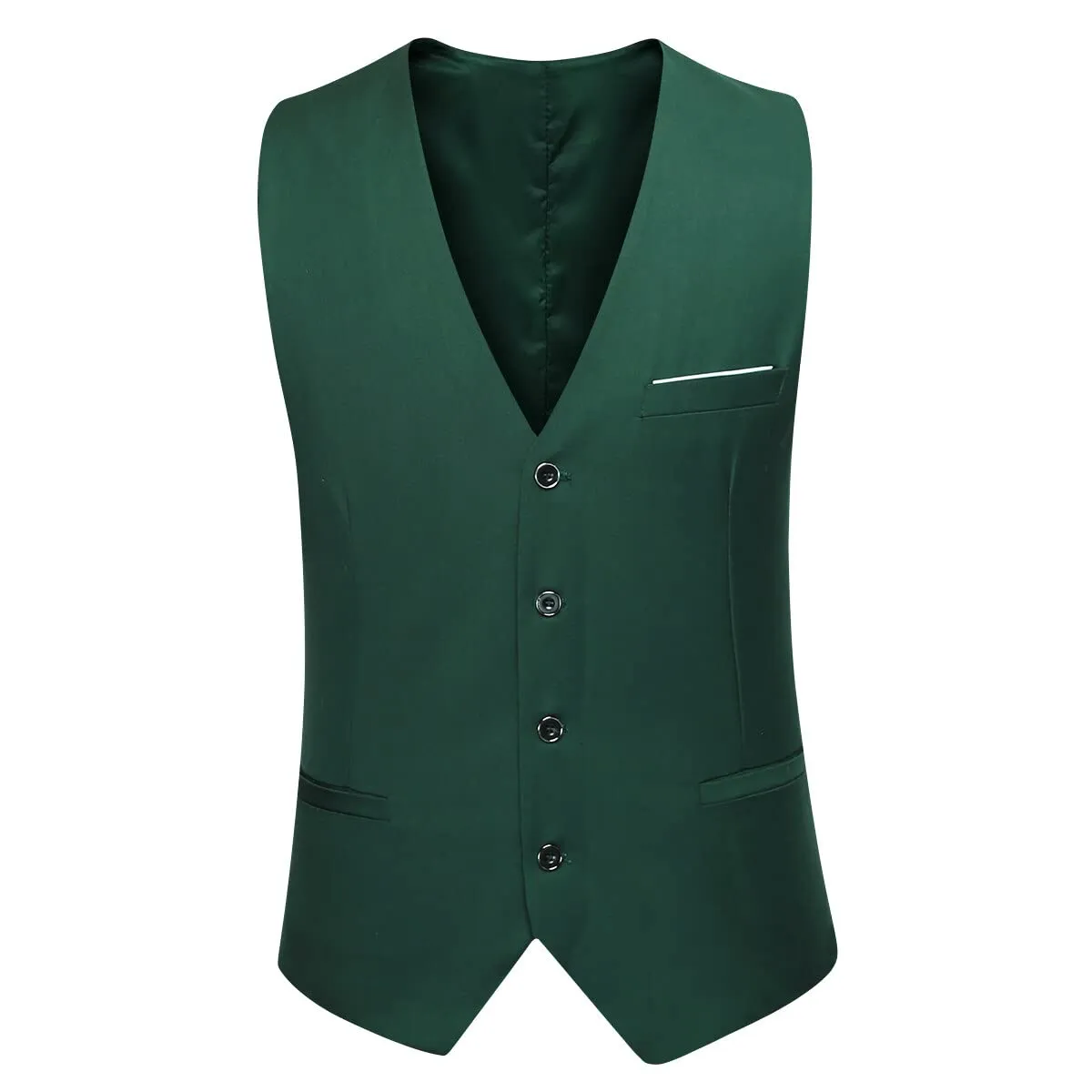 YOUTHUP Abito Uomo 3 Pezzi Slim Fit Blazer Gilet Pantaloni Verde 3XL - immagine 4