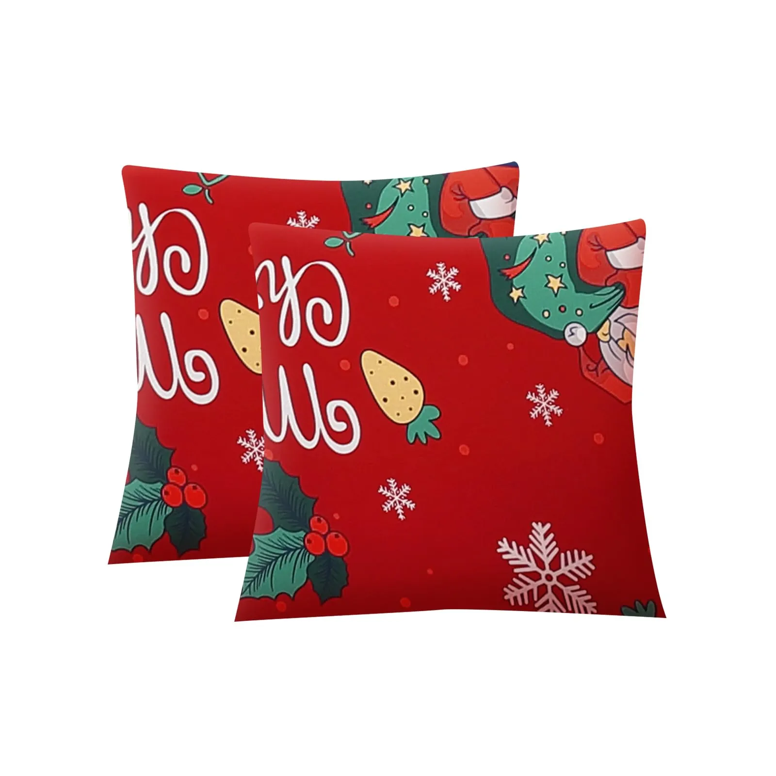 Jaotto Federe per Cuscini Divano in Spandex 45x45cm, Set di 2, Natale Ciliegia - immagine 1
