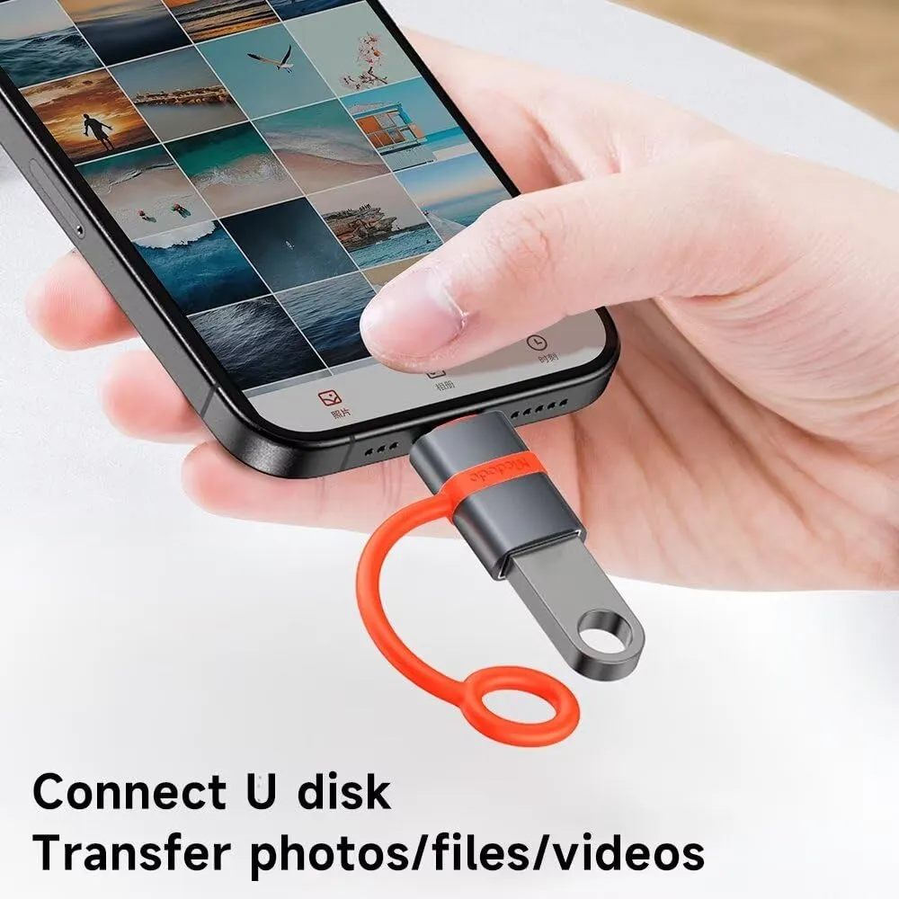 mcdodo Adattatore da USB-A a Lightning, 2 pezzi, Convertitore con Clip Portachiavi per iPhone 14/13/12/11/SE, iPad, iPod - immagine 3