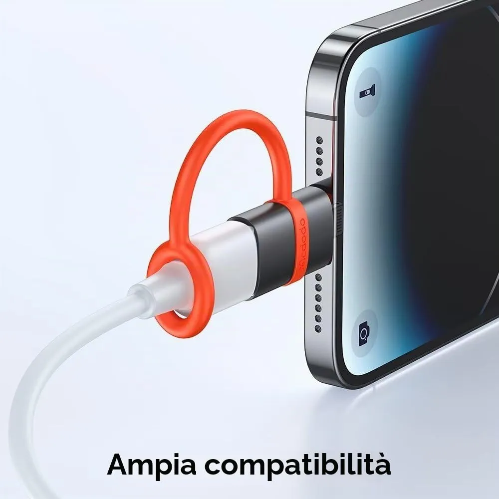 mcdodo Adattatore da USB-A a Lightning, 2 pezzi, Convertitore con Clip Portachiavi per iPhone 14/13/12/11/SE, iPad, iPod - immagine 5