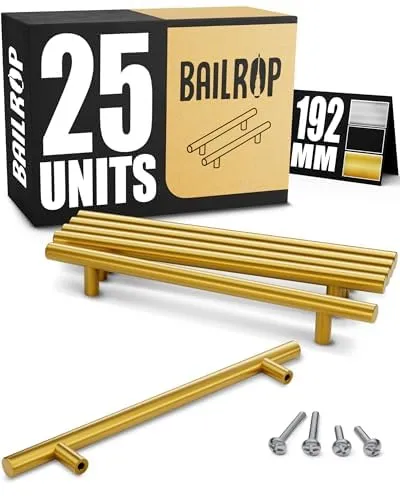 BAILROP Maniglie per Mobili da Cucina in Acciaio Inox Oro, 64mm, 25 Pezzi - immagine 1