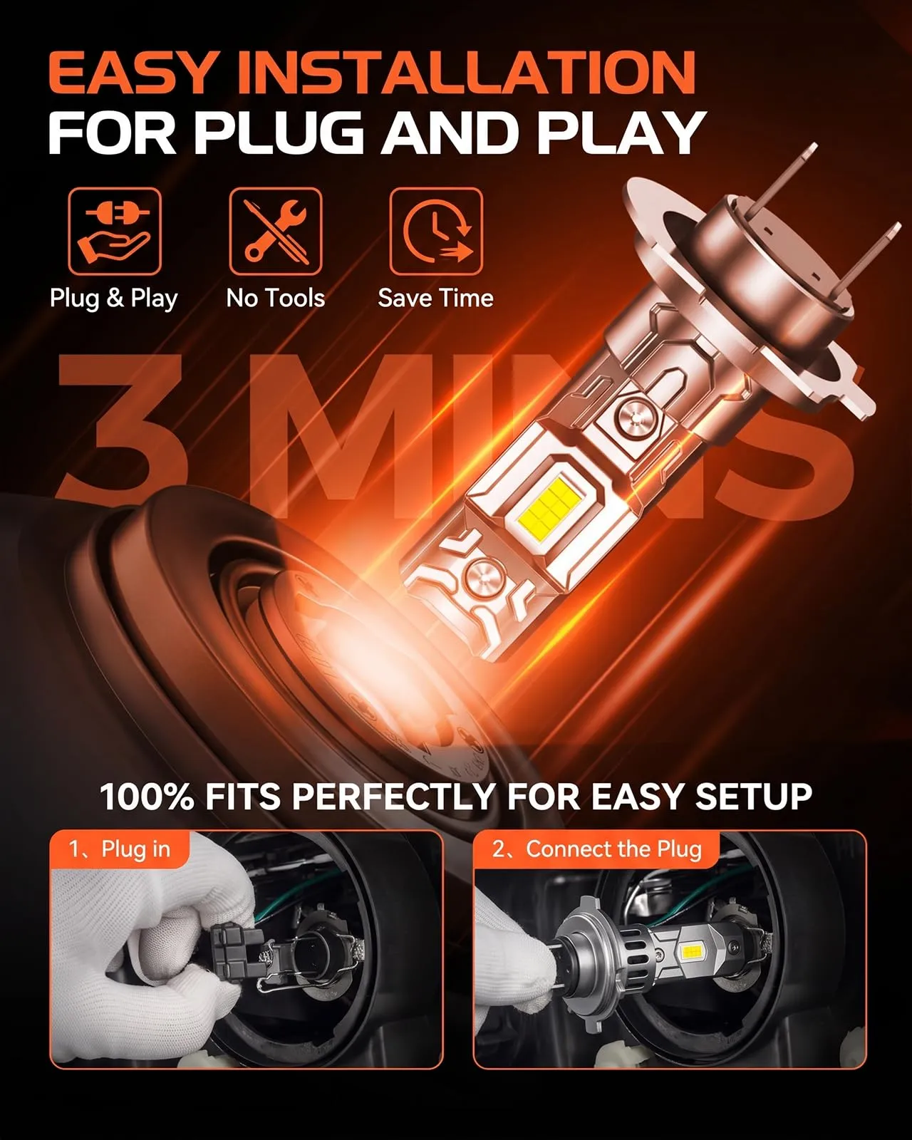 SEALIGHT X3S H7 LED Lampadine 140W 64000LM 6500K Bianco Freddo, Confezione da 2 - immagine 6