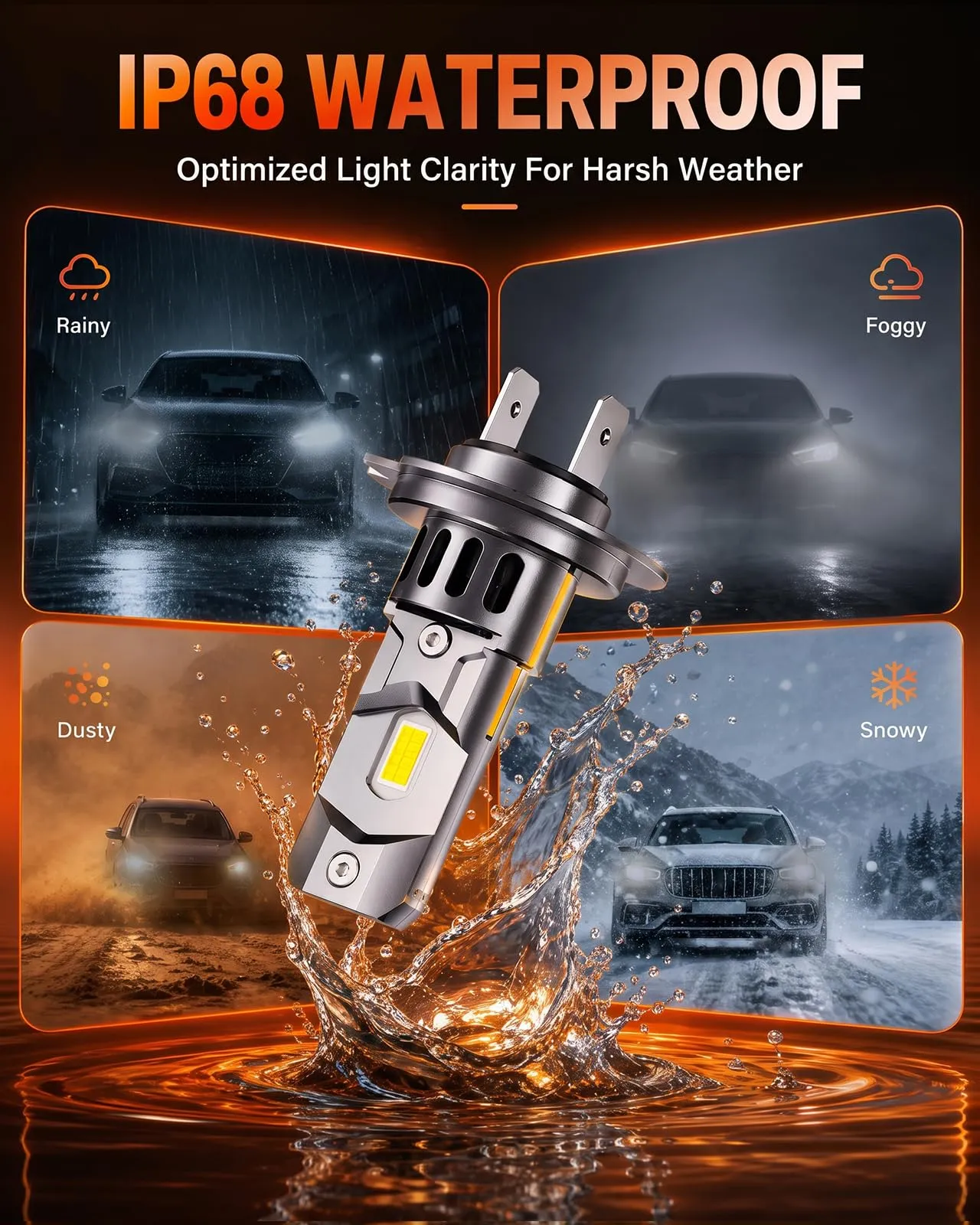 SEALIGHT X3S H7 LED Lampadine 140W 64000LM 6500K Bianco Freddo, Confezione da 2 - immagine 7