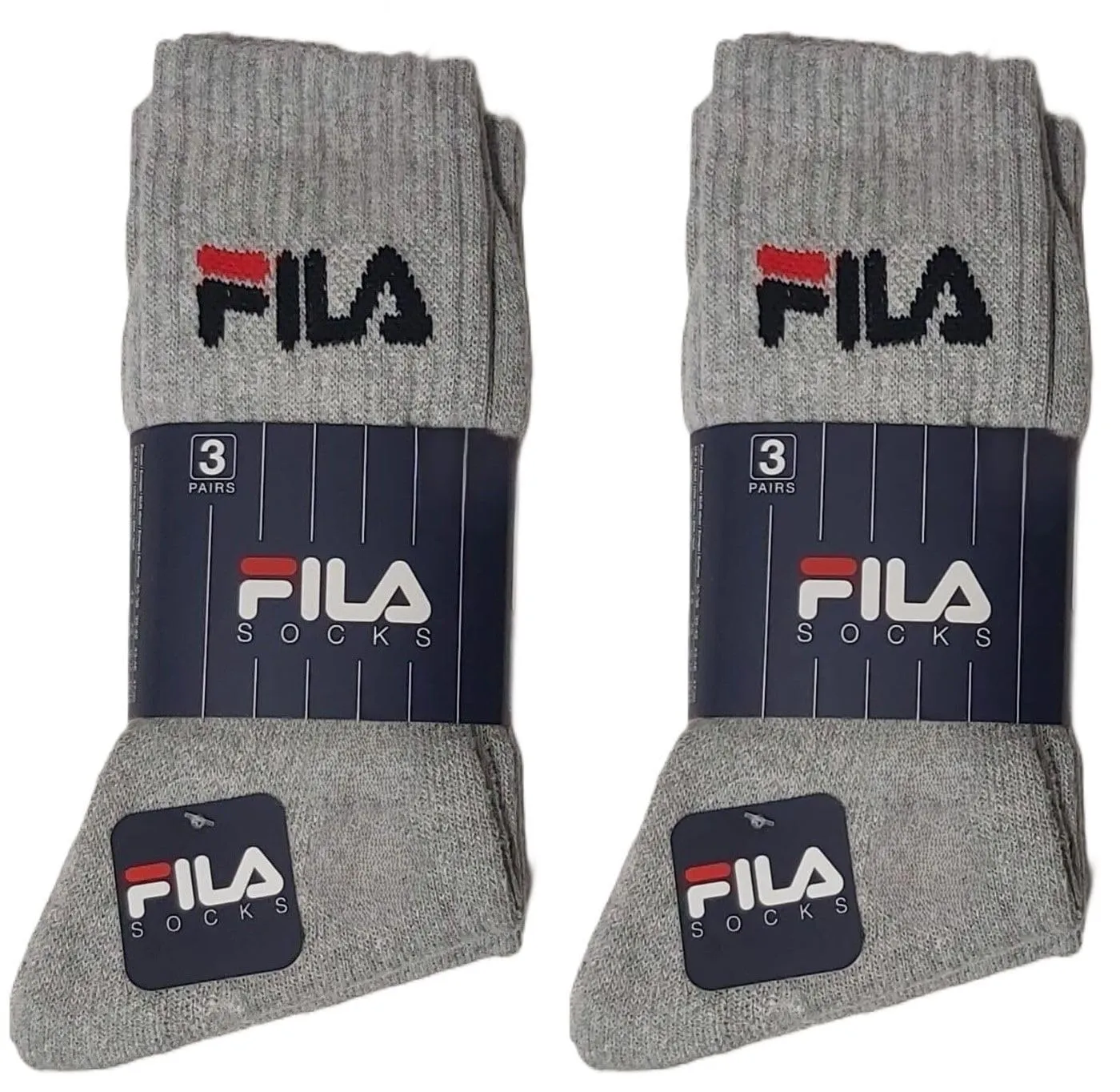 Fila Calze Sportive da Uomo, Grigio, Taglia 39-42, Pacco da 6 - immagine 2