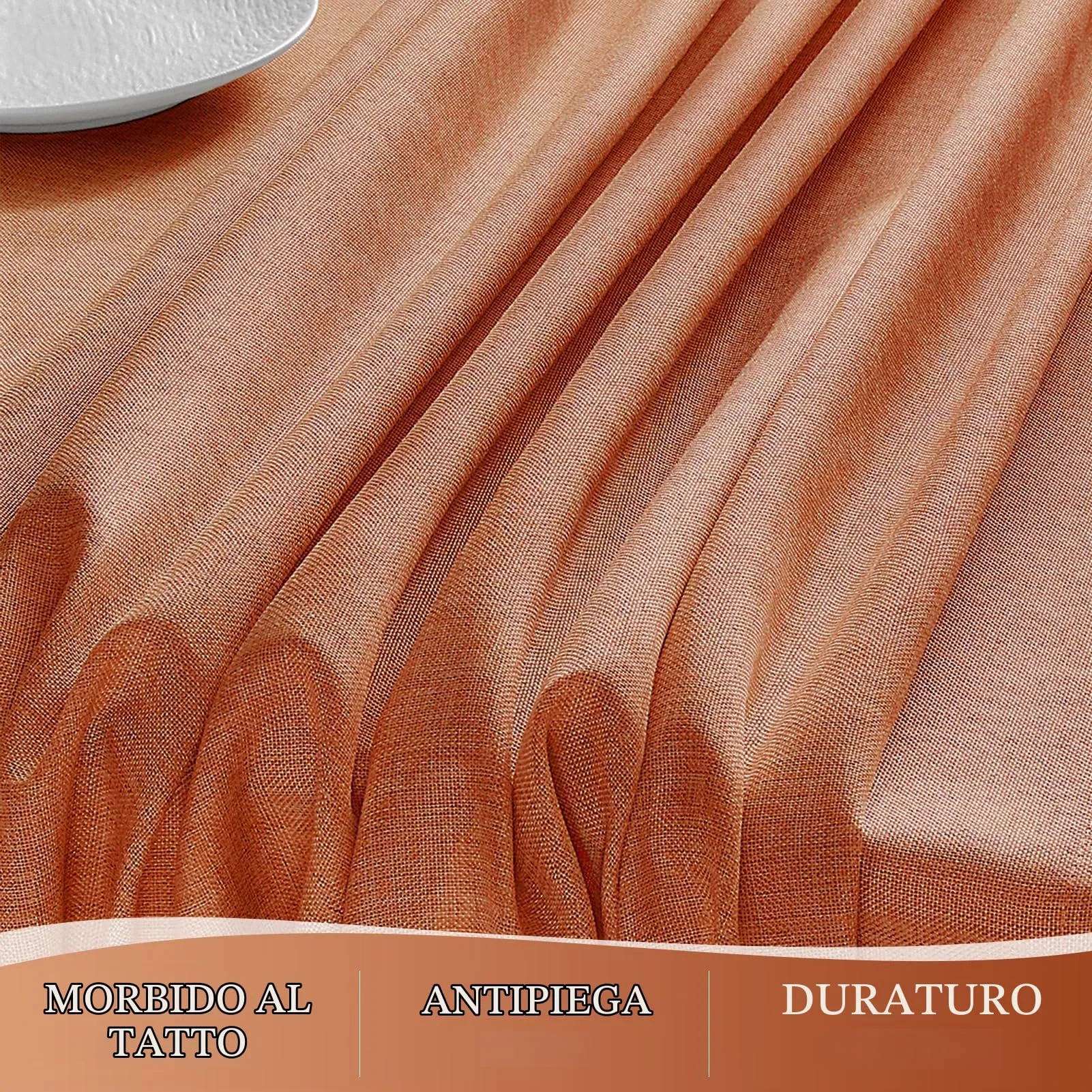 Softalker Tovaglia in finto lino antimacchia, 100x100 cm, Arancione - immagine 4
