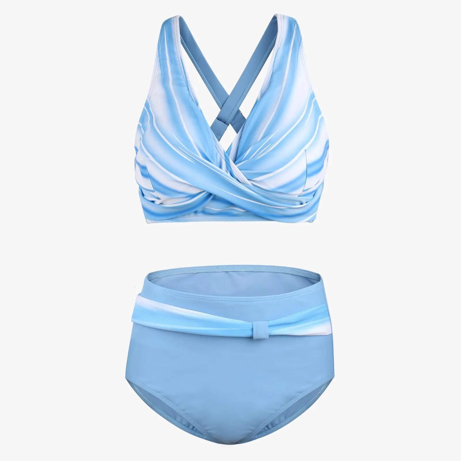 Adigaber Costume da Bagno Due Pezzi Donna Vita Alta Stampato Bikini Set - immagine 4