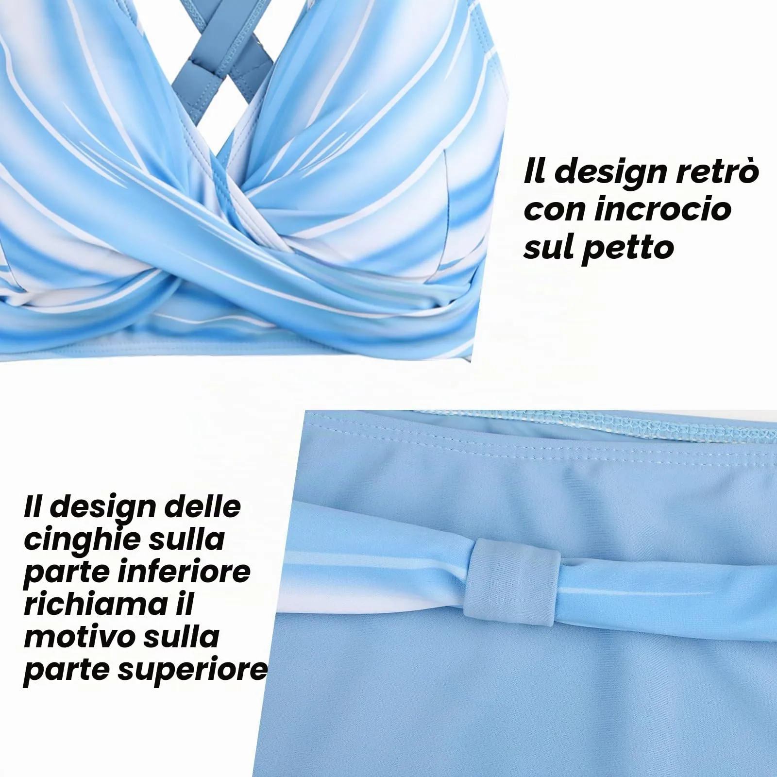 Adigaber Costume da Bagno Due Pezzi Donna Vita Alta Stampato Bikini Set - immagine 5