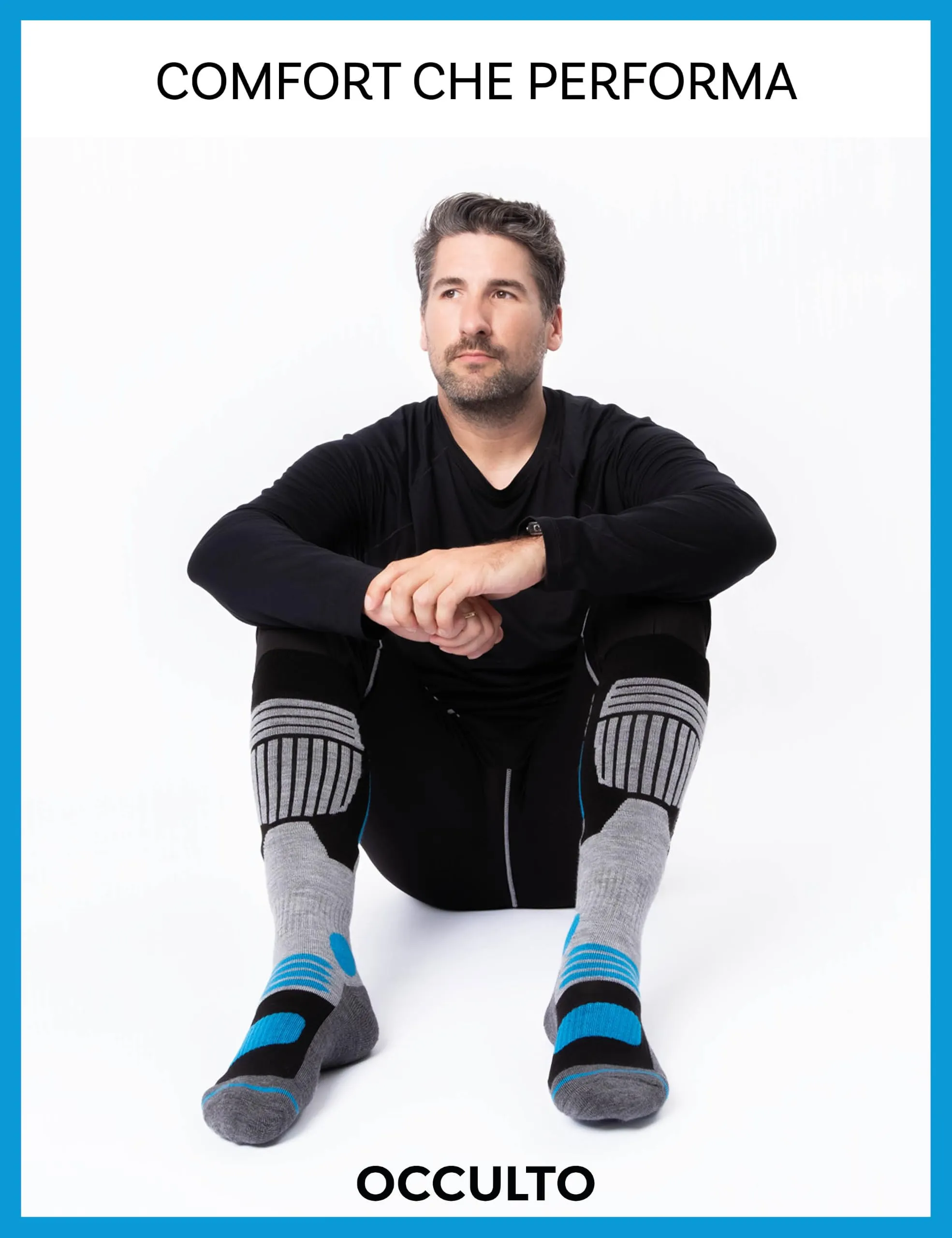 Occulto Calze da Sci Uomo Felix, 4 Paia, Blu Nero, 39-42 - immagine 3