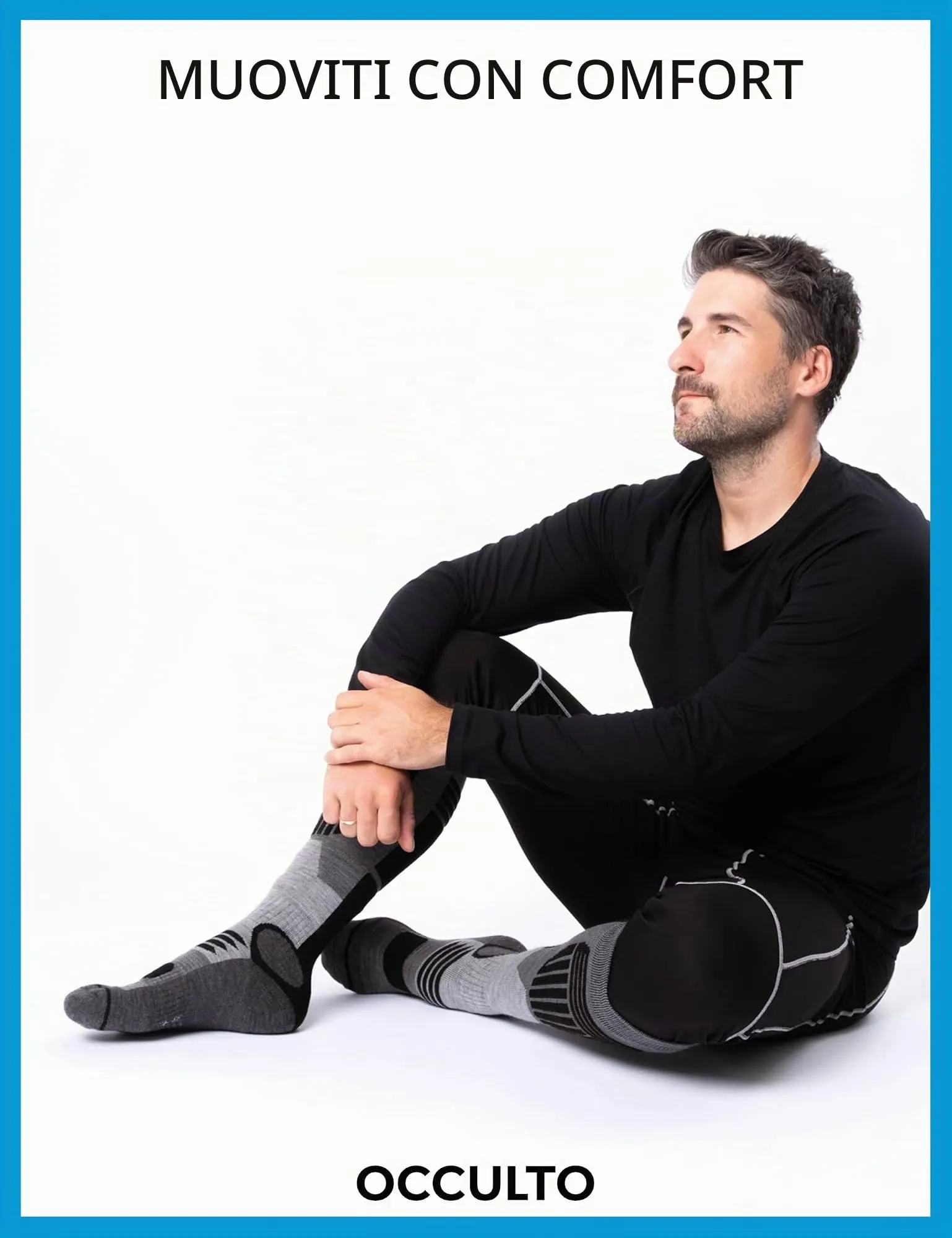 Occulto Calze da Sci Uomo Felix, 4 Paia, Blu Nero, 39-42 - immagine 6