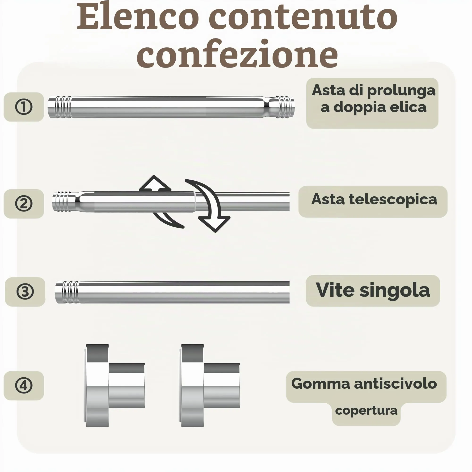 GDEVKHN Asta Tenda a Pressione Estensibile, Acciaio Inossidabile, 85-160 cm, Ø25 mm, Argento - immagine 2