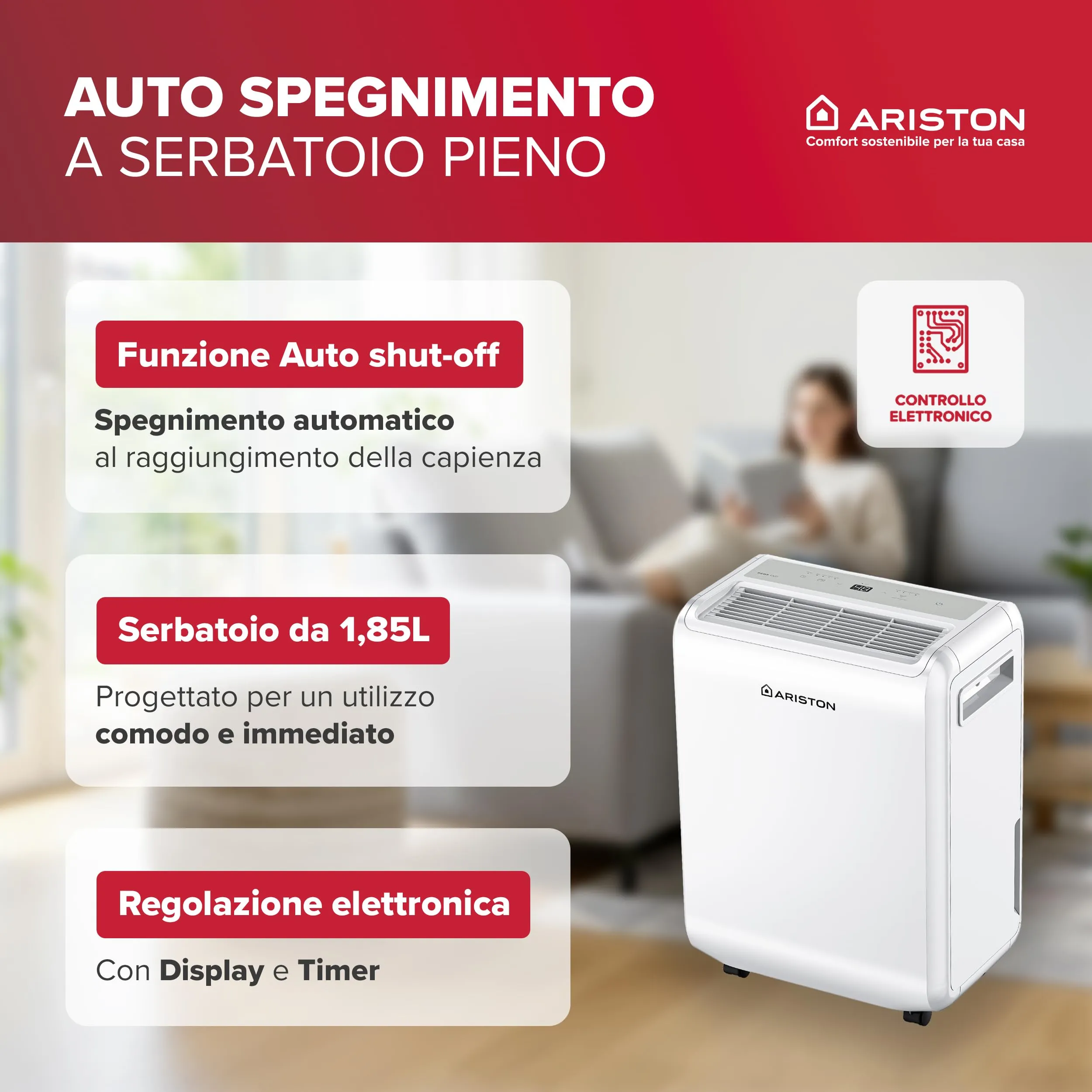 Ariston Deos Evo 12 Deumidificatore Portatile 12L - immagine 5