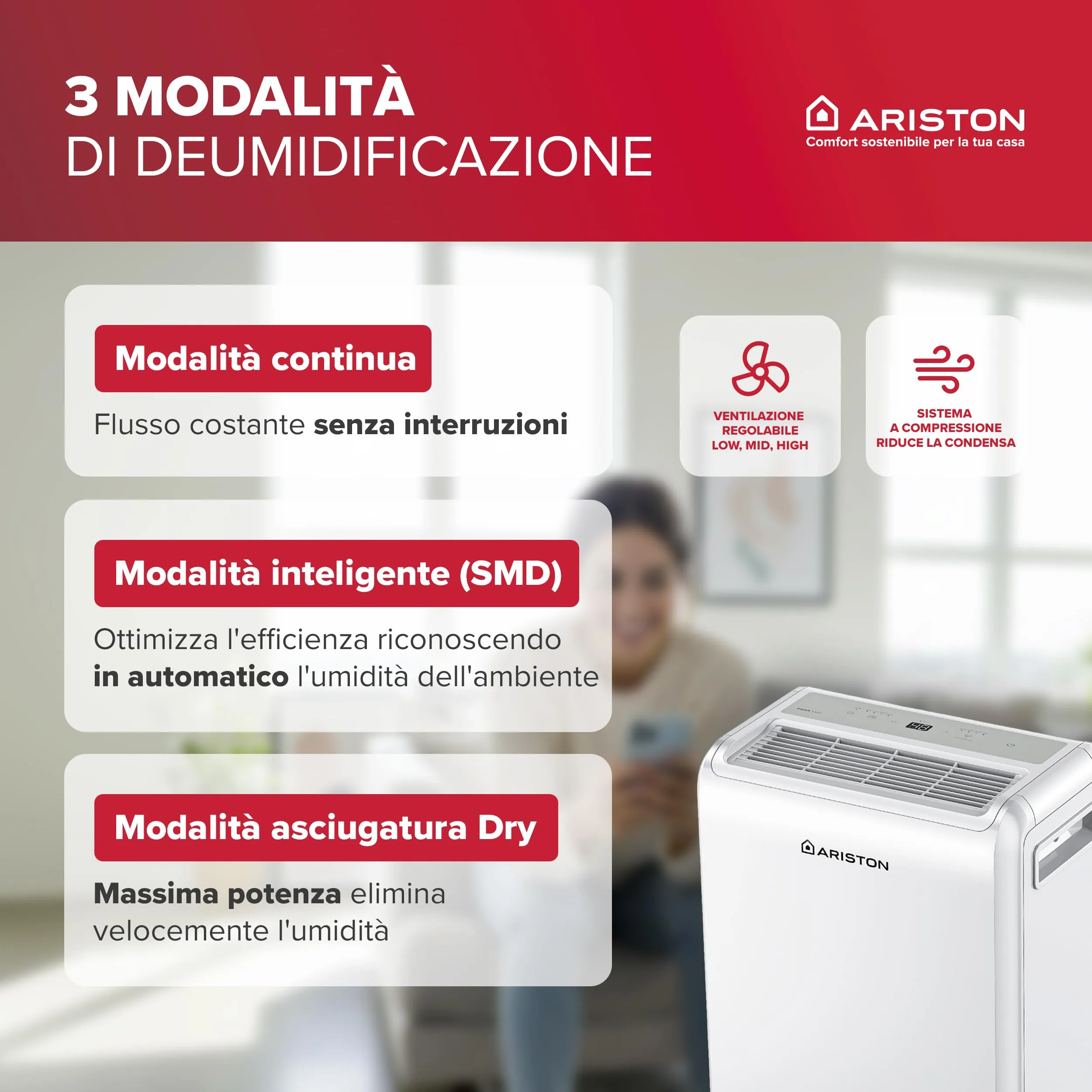 Ariston Deos Evo 12 Deumidificatore Portatile 12L - immagine 6