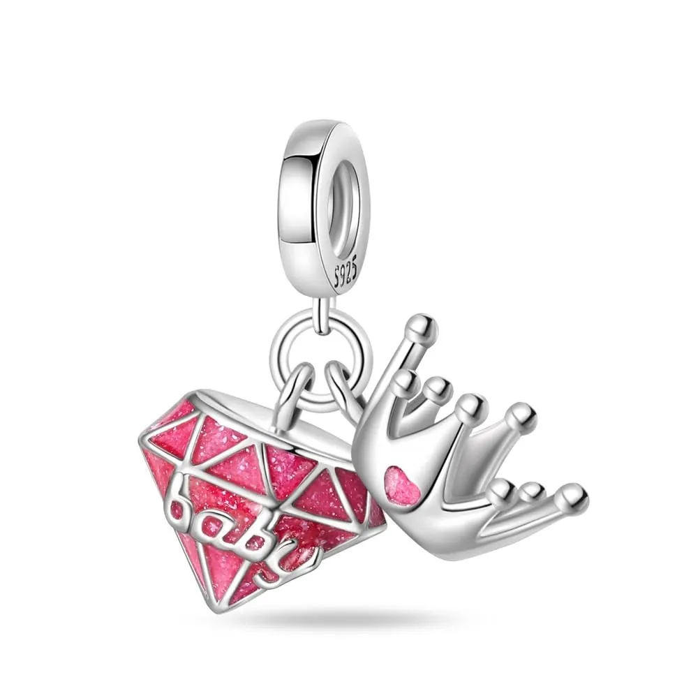KUNSIR Bead Charm Ciondolo Argento Sterling 925 con Cubic Zirconia per Braccialetti e Collane Europei - immagine 1
