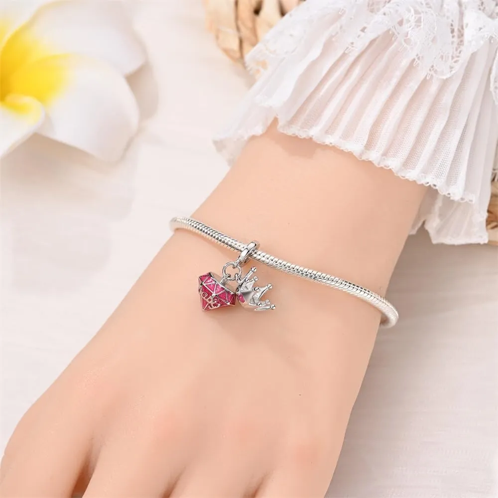 KUNSIR Bead Charm Ciondolo Argento Sterling 925 con Cubic Zirconia per Braccialetti e Collane Europei - immagine 4