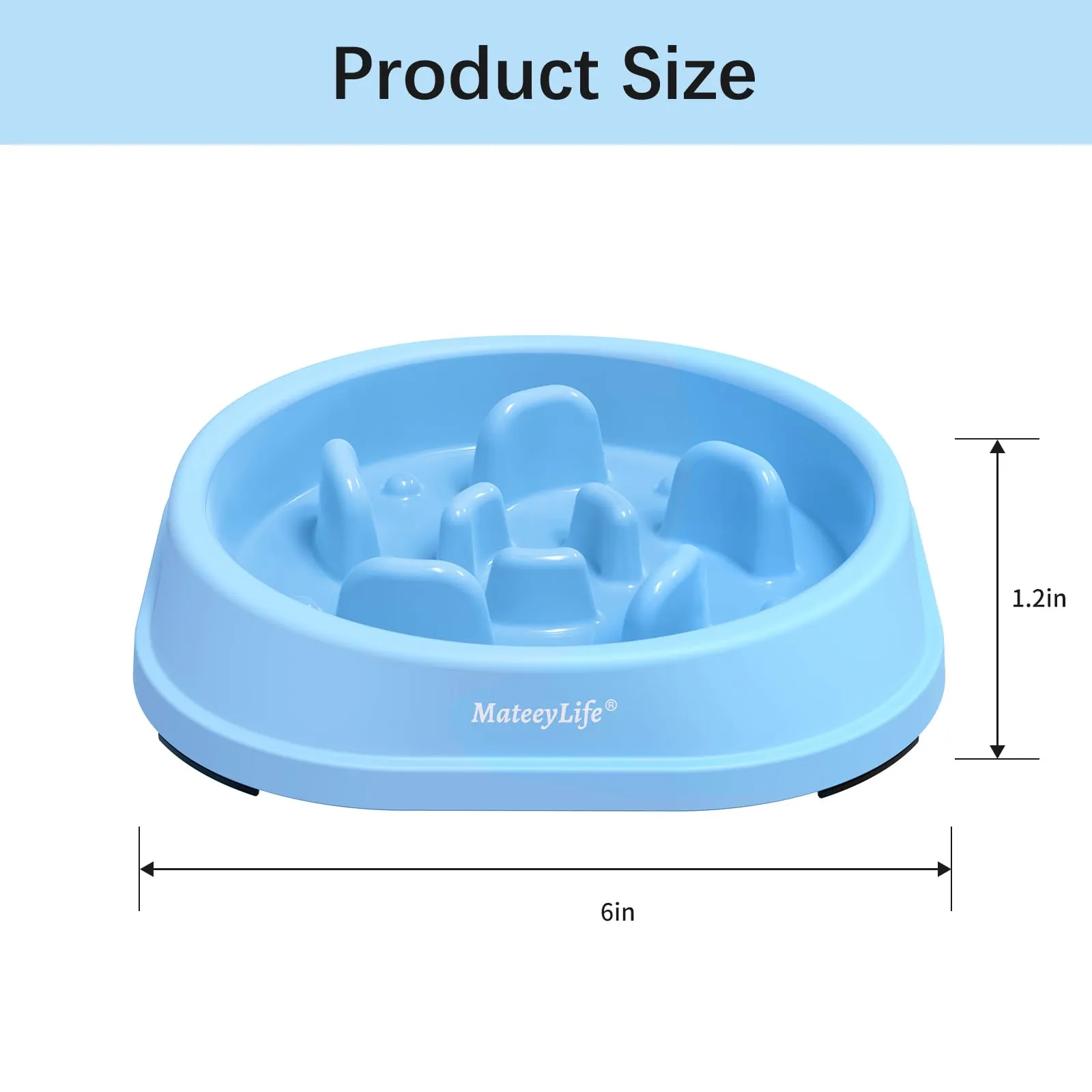 MateeyLife Ciotola Slow Feeder per Cani di Piccola Taglia, Blu Chiaro e Blu Scuro, 15,24 cm - immagine 3