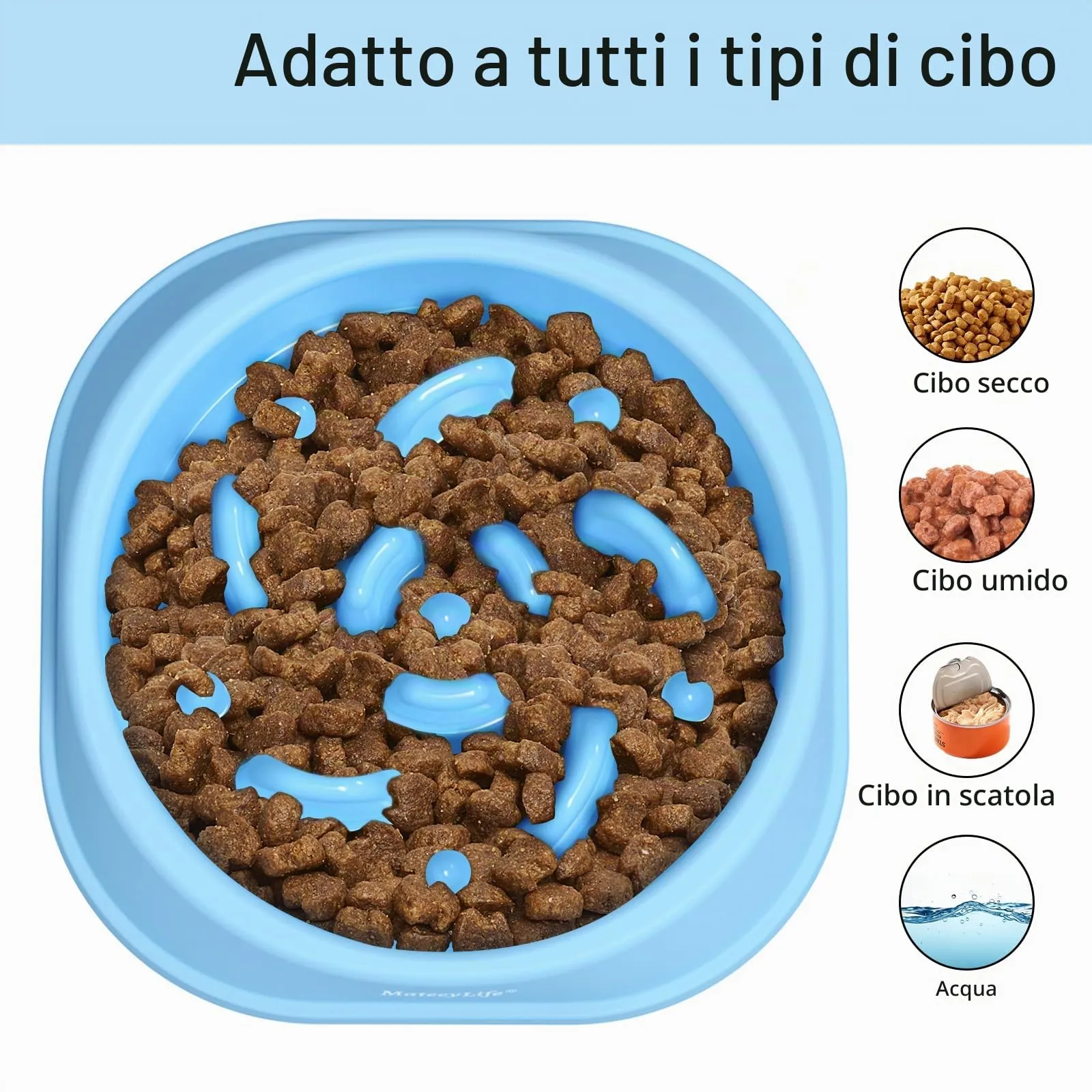 MateeyLife Ciotola Slow Feeder per Cani di Piccola Taglia, Blu Chiaro e Blu Scuro, 15,24 cm - immagine 6