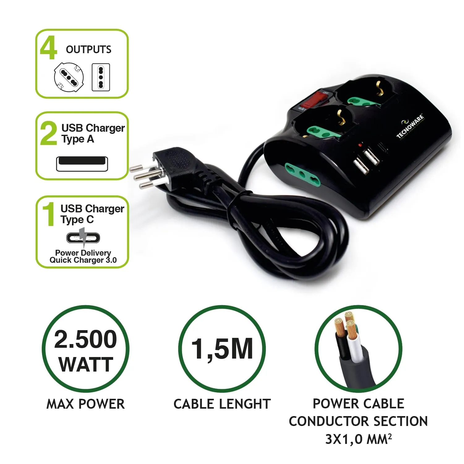 MULTIPRESA DA TAVOLO POWER CLEANER INPUT 10A ITA - immagine 2