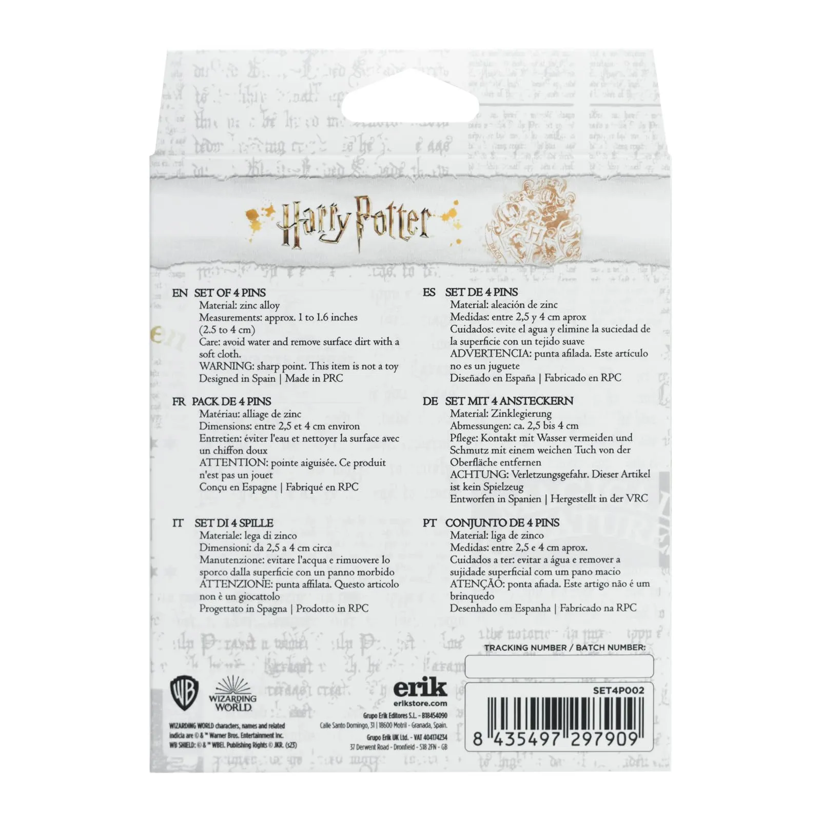 Grupo Erik Harry Potter Set 4 Spille Smaltate Case di Hogwarts - immagine 7