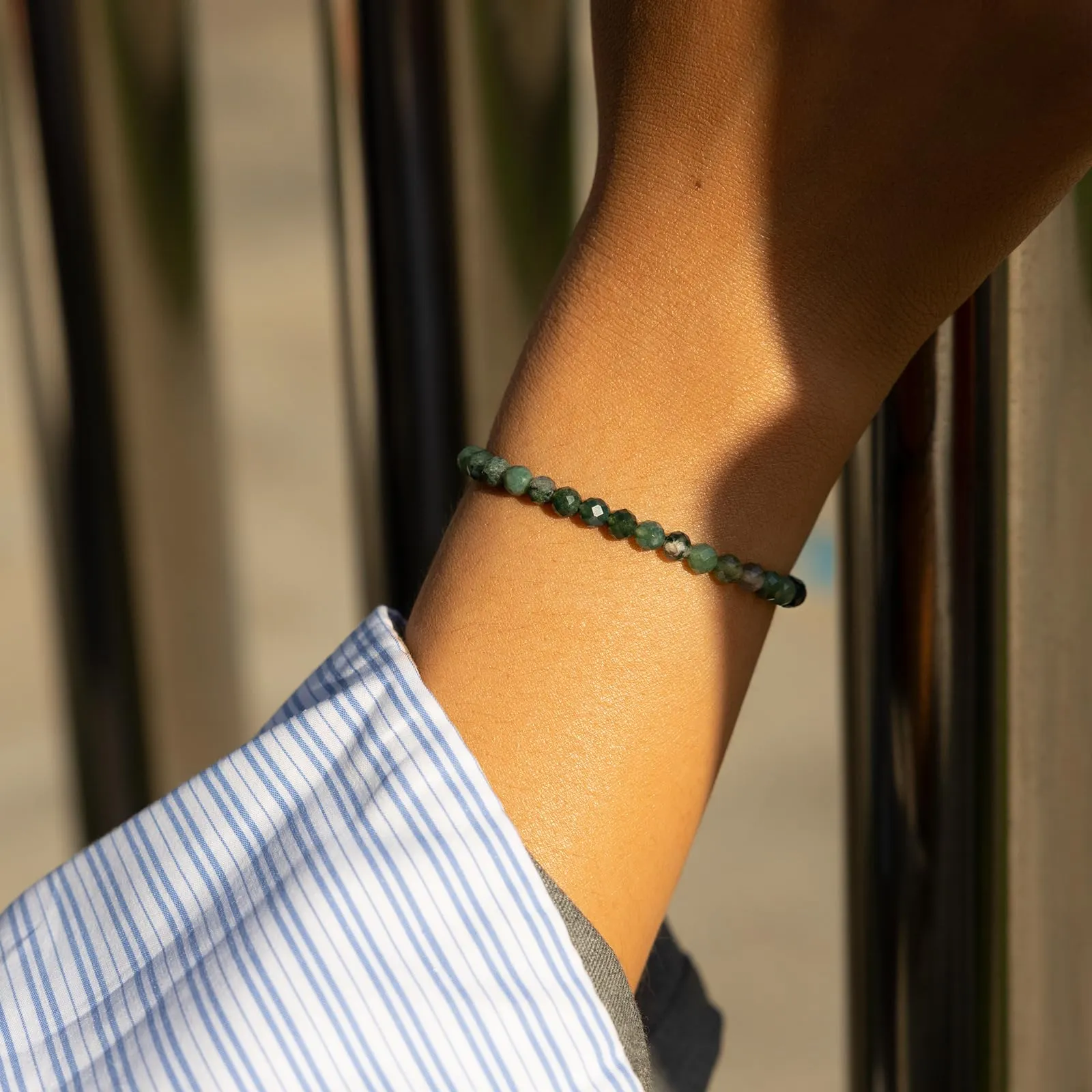 Landorilo Bracciale in Agata Muschiata Sfaccettata 4 mm - immagine 2
