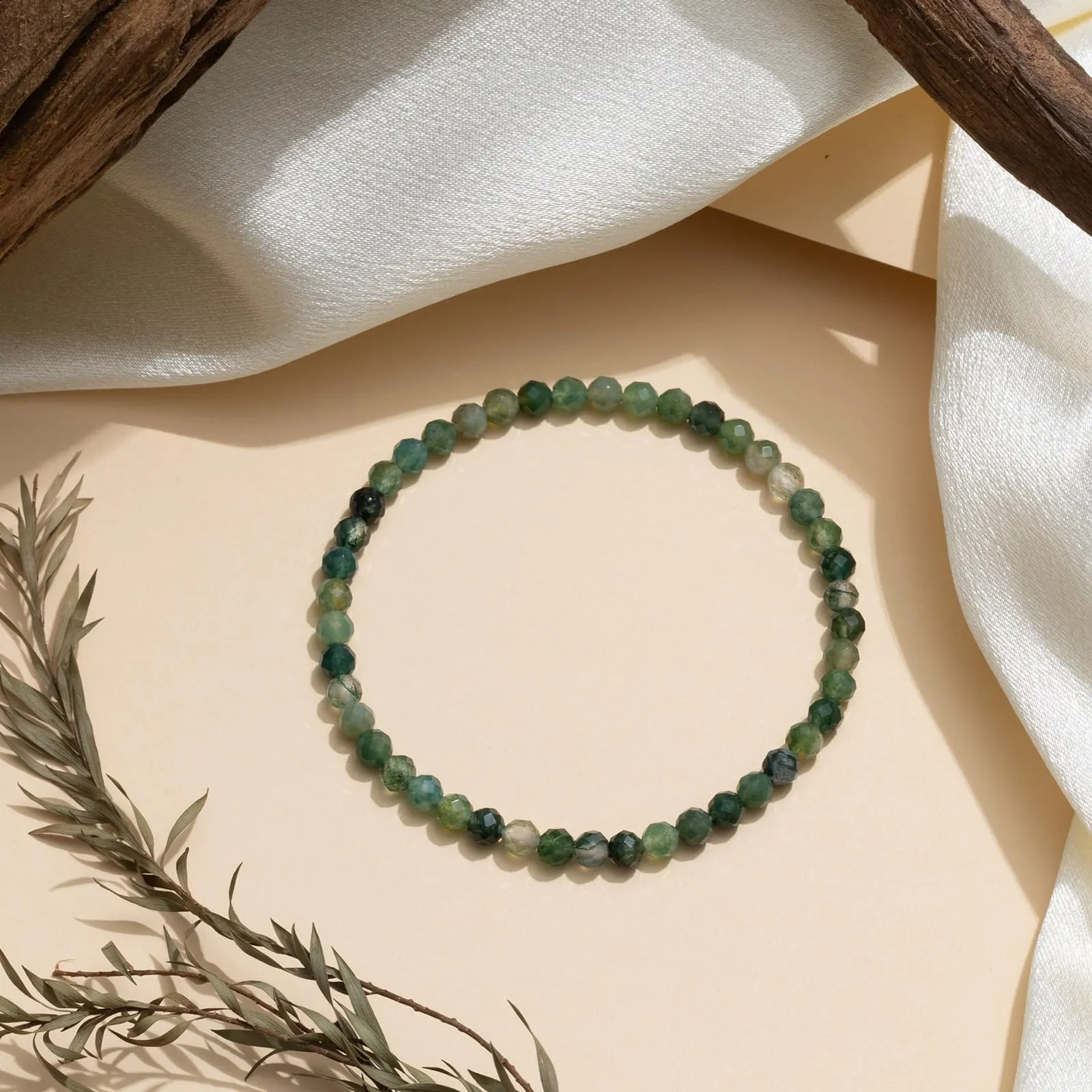 Landorilo Bracciale in Agata Muschiata Sfaccettata 4 mm - immagine 3